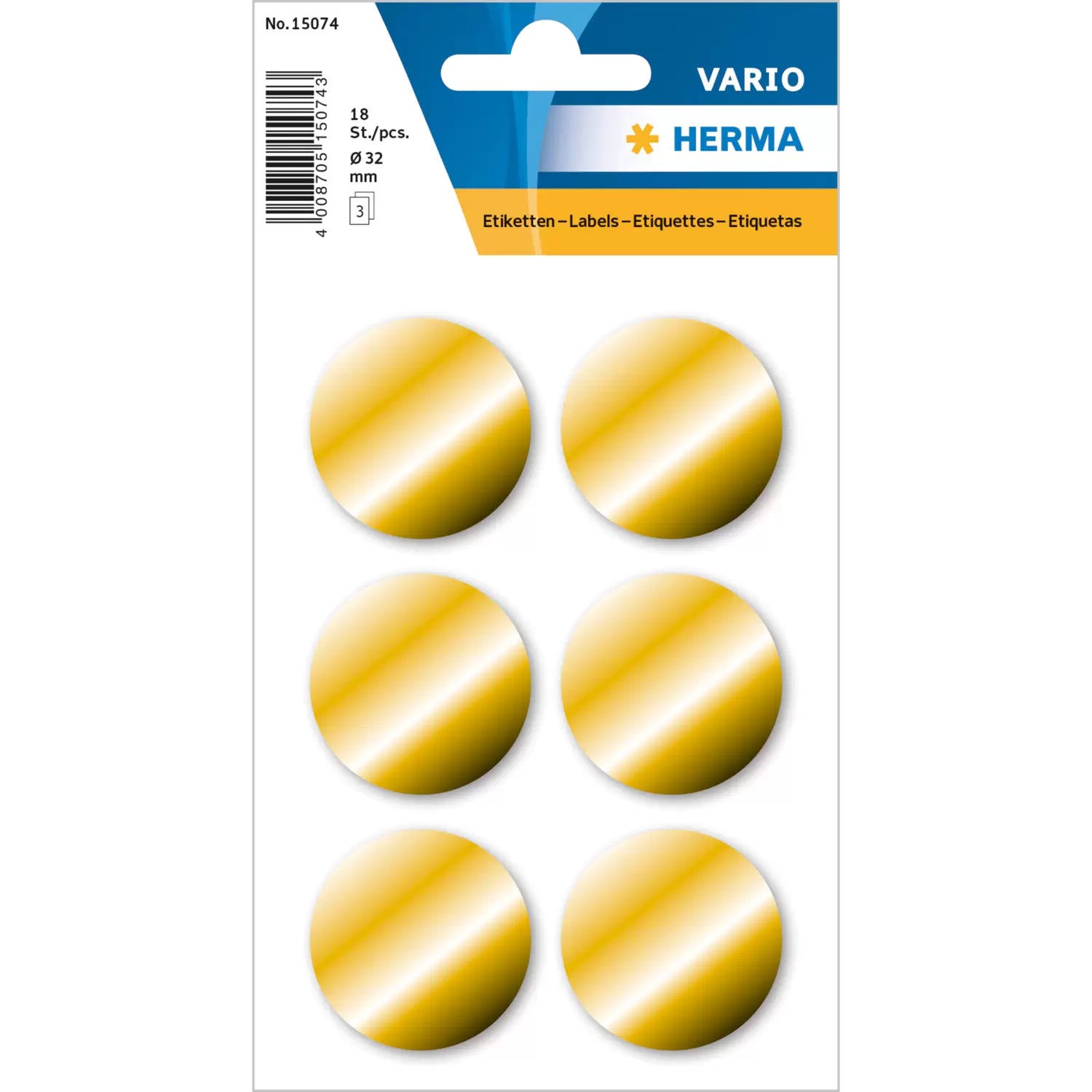 HERMA Vario Schmucketiketten – Motiv Weihnachten – Folie, 18 Stk, 3 Bogen, Ø 32 mm