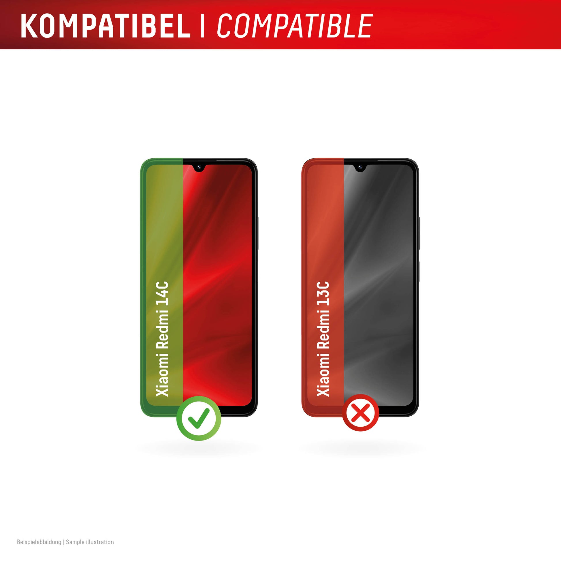 Displex Displayschutz (Panzerglas), 9H – für Redmi 14C – mit Applikator