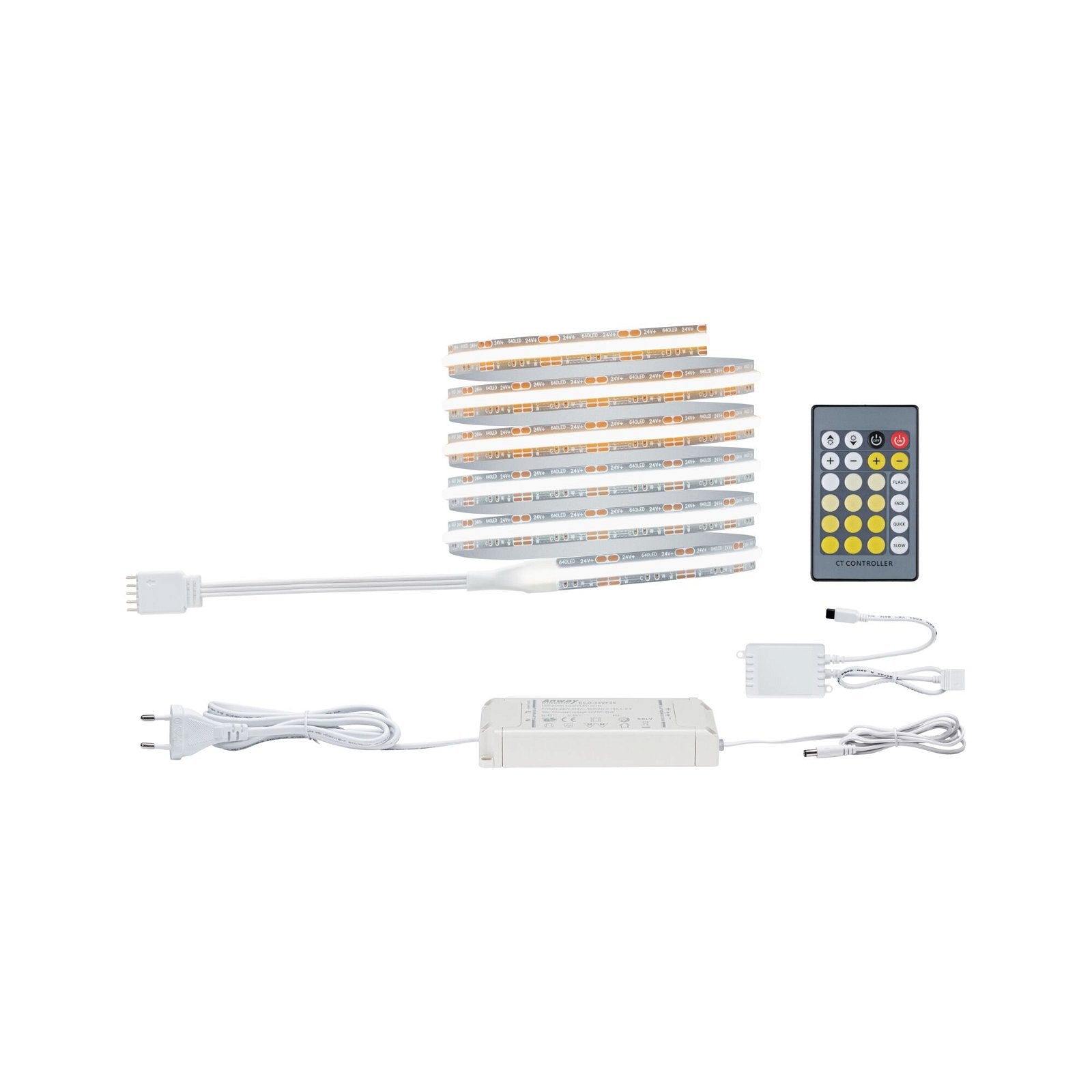 Paulmann LED-Strip MaxLED 500 – Basisset, 1,5 m, 900 lm, 11 W, 2700–6500 K, dimmbar, silber, inkl. Netzteil