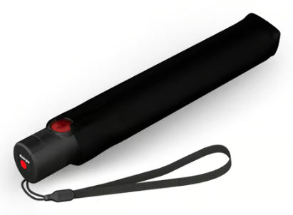 Knirps Taschenschirm U.200 Ultra Light – Auf/Zu-Automatik, Ø 95 cm, L 26 cm – schwarz/rosa
