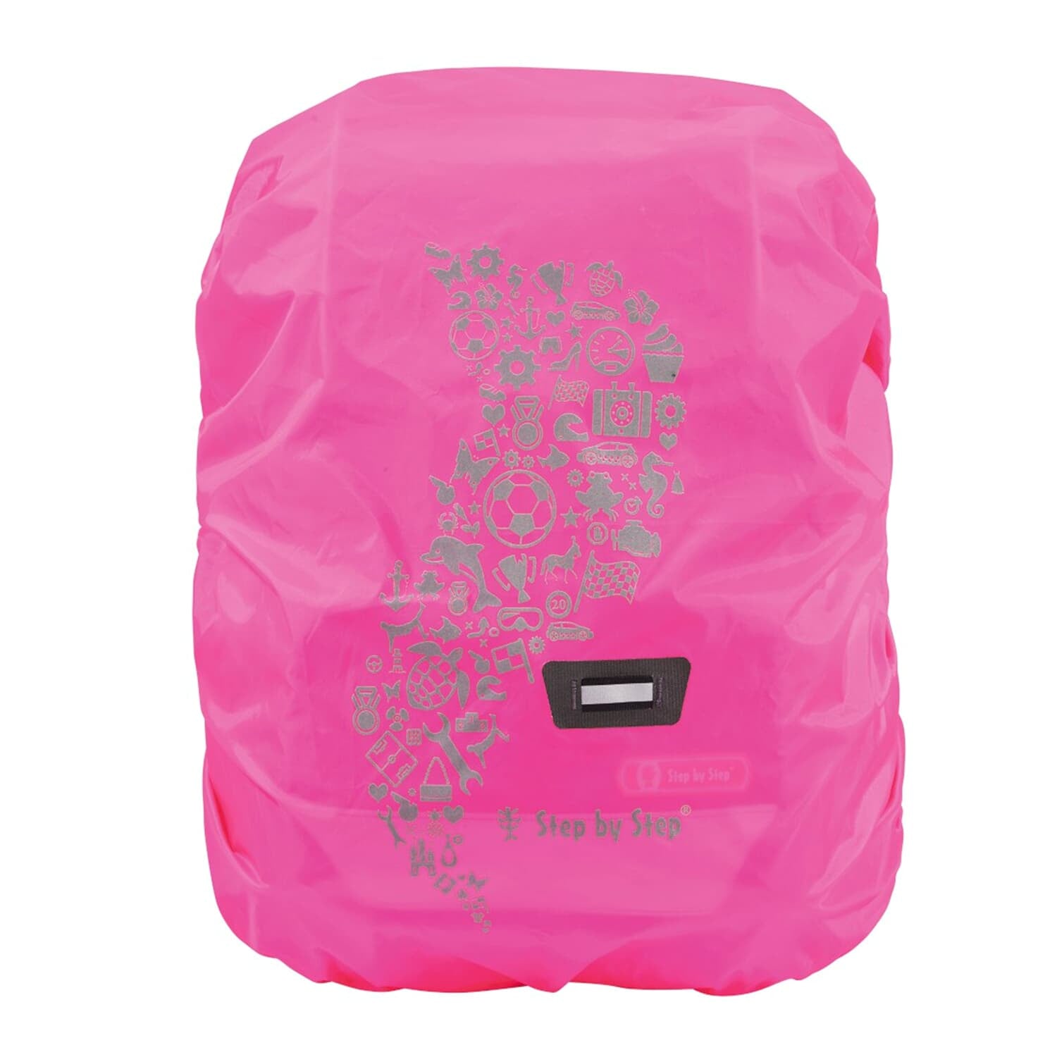 Step by Step Regenhülle – mit reflektierendem Druck, wasserabweisend – Nylon, Pink