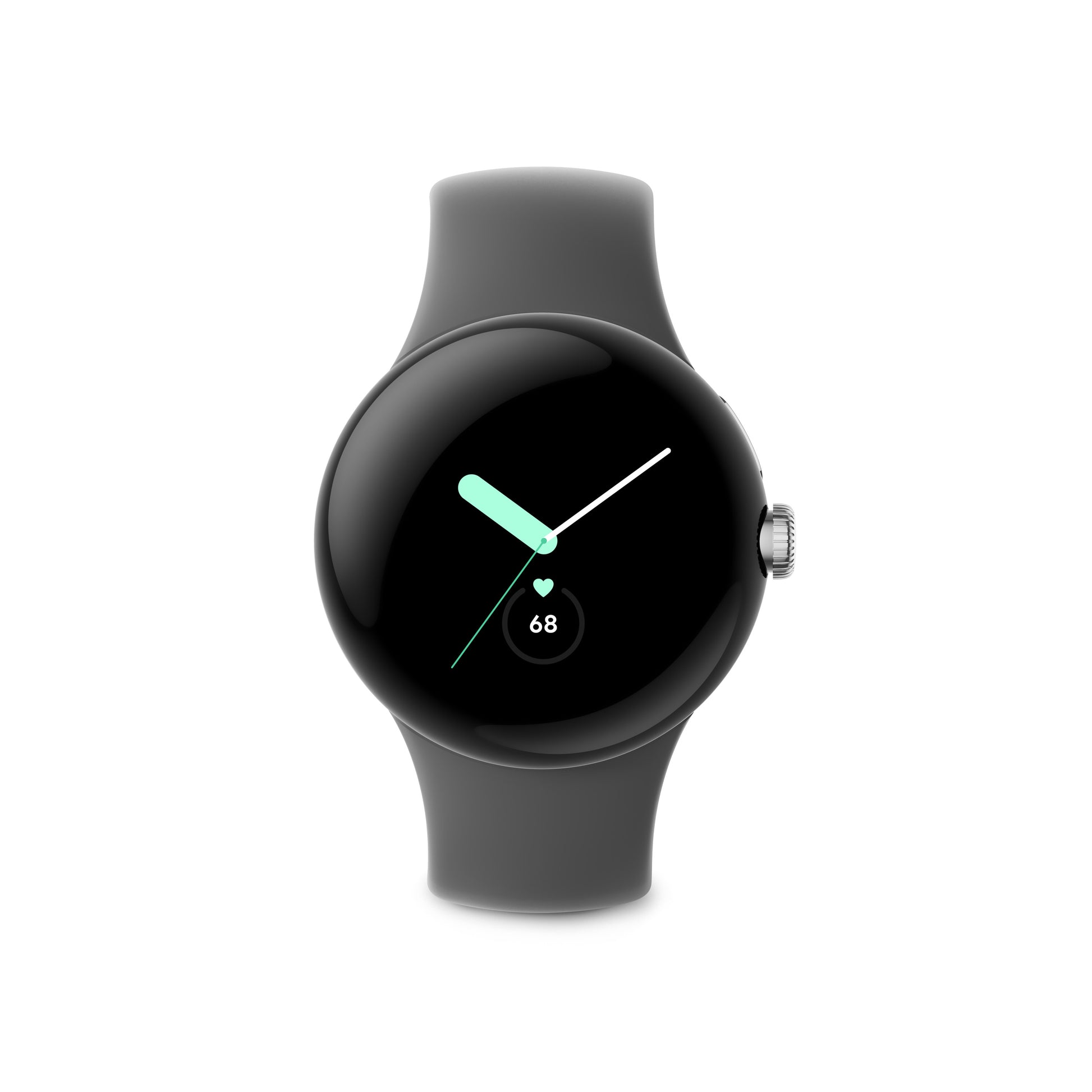 Google Pixel Watch – Smartwatch – 41 mm, GPS, AMOLED, Gorilla Glass 5, 5 ATM, Silber/Charcoal, Bandgrösse S/L