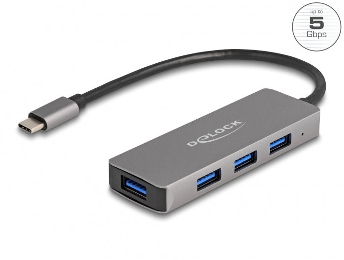 DeLOCK USB-Hub – USB-C, 4× USB-A, für Windows/Mac/ChromeOS