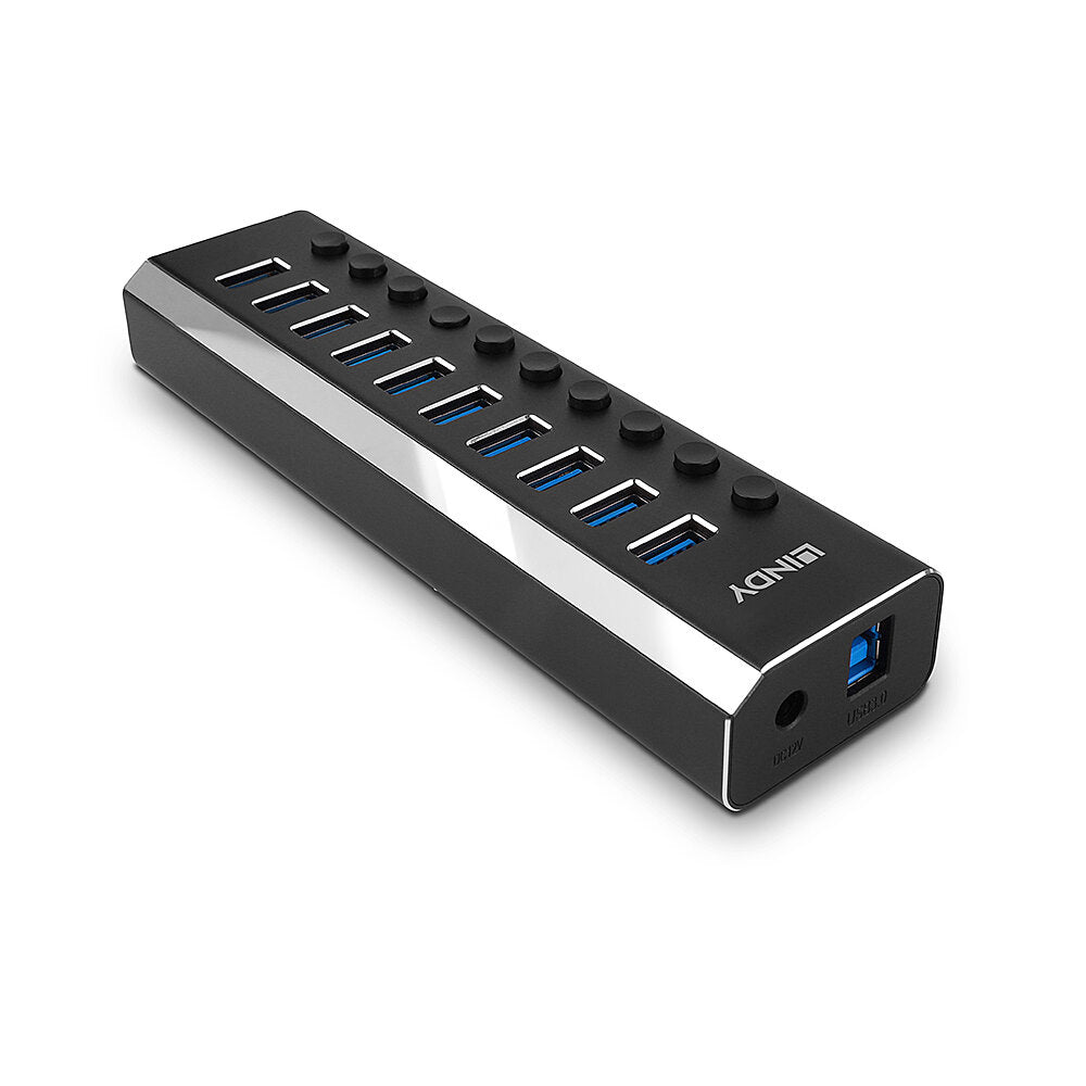 Lindy 43370 USB-Hub – USB-B, 10× USB-A