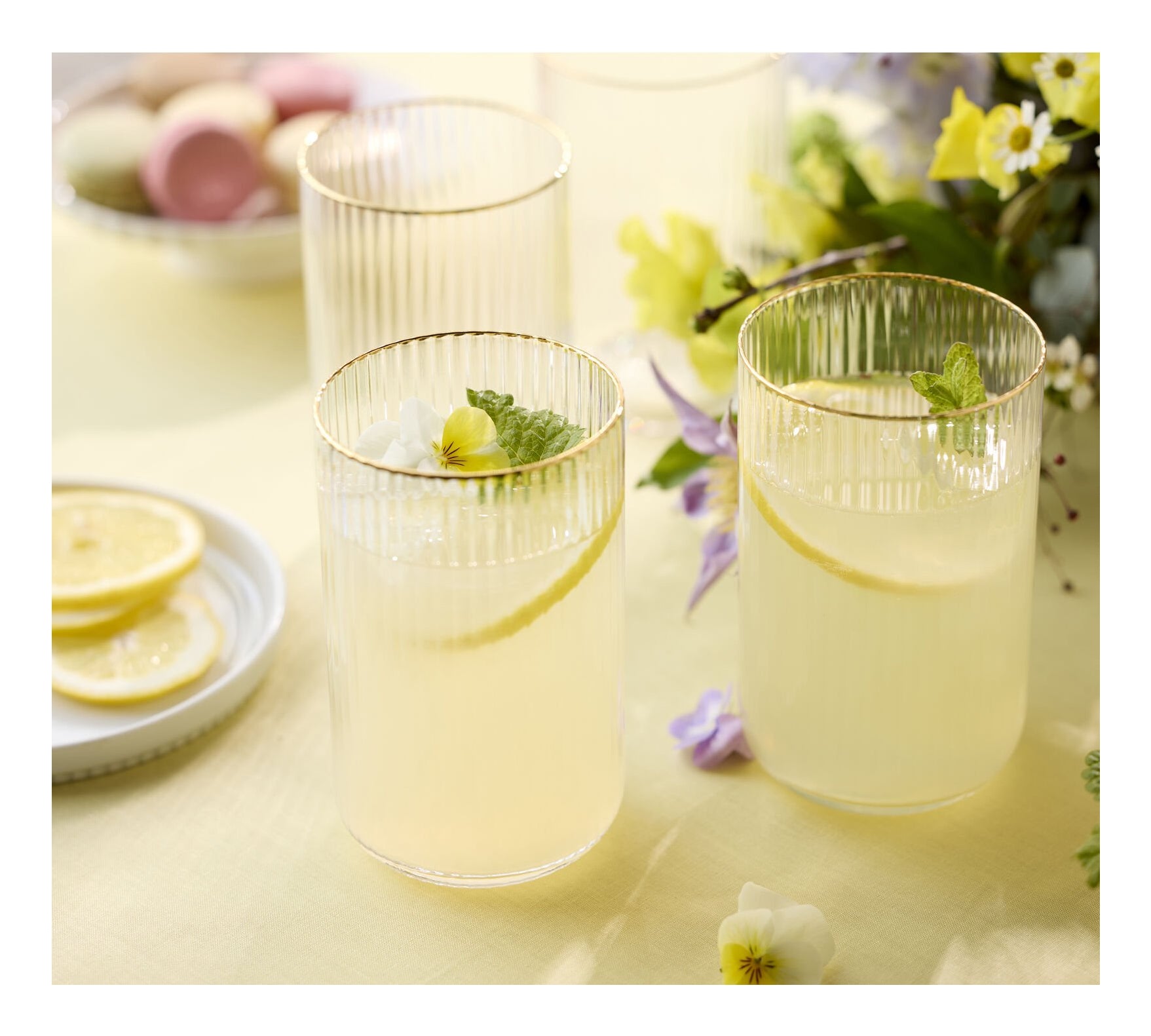 Lyngby Glas Trinkglas Palermo Gold – 4er Set, 500 ml, Ø 7,5 cm, Glas, Gold