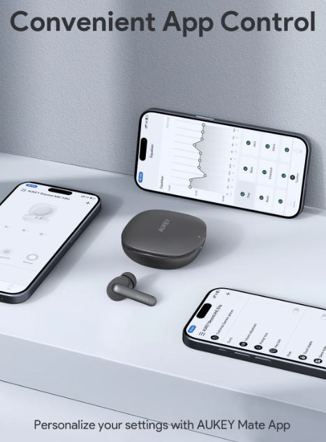 AUKEY Move EP-B2 – True Wireless In-Ear Kopfhörer – Bluetooth, ANC – Grau – bis 30 h