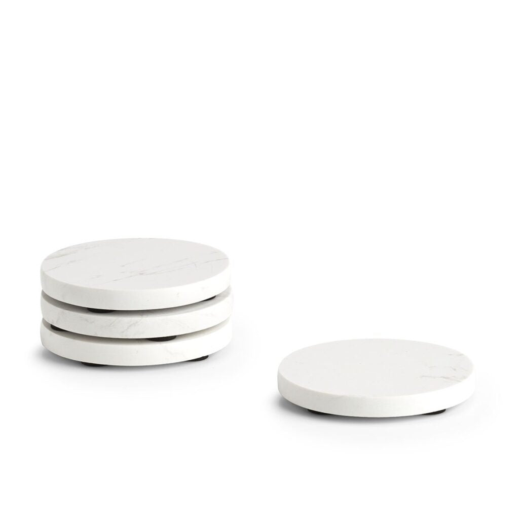 Zeller Present Glasuntersetzer – 4er Set, Ø 9,5 cm, Marmor, Grau, nicht spülmaschinenfest