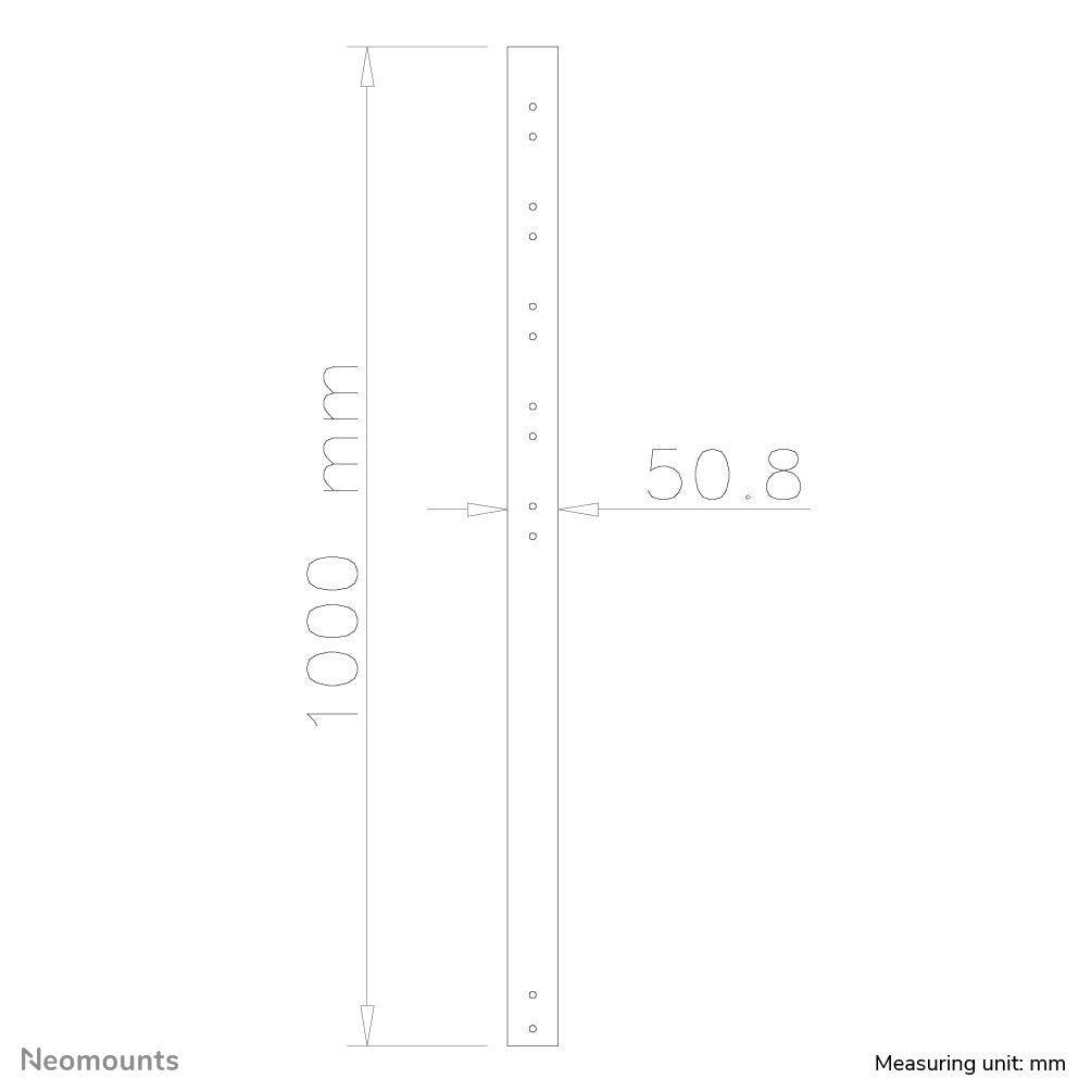 Neomounts Verlängerungsrohr 100 cm – bis 50 kg – für FPMA-C200/C400/PLASMA-C100 – Silber