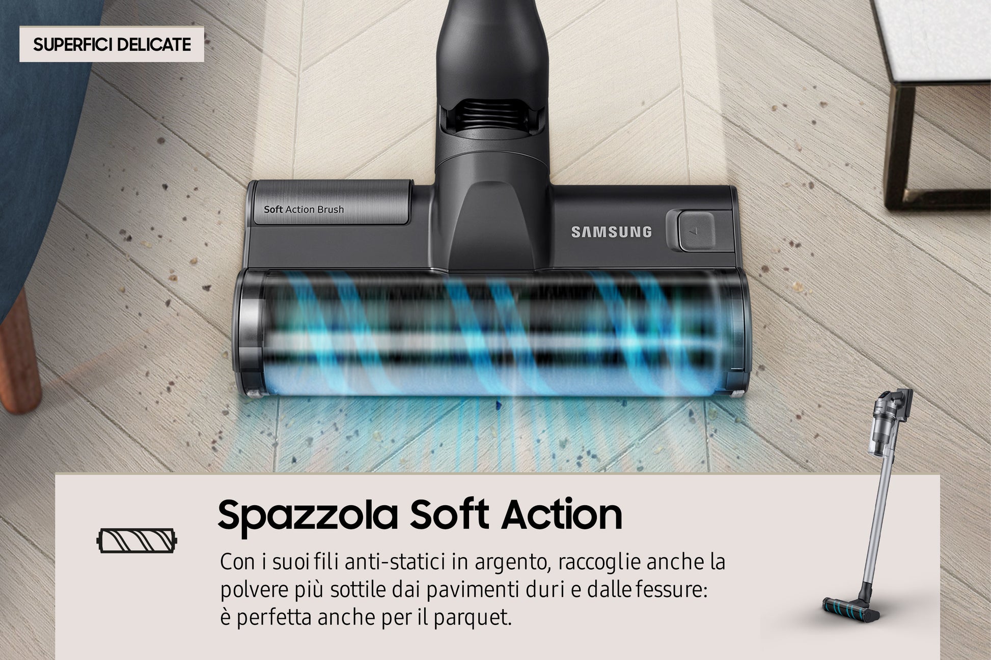 Samsung Stabstaubsauger VS20B75ACR5 – 2-in-1, 2500 mAh, 0,8 l, Akkubetrieb