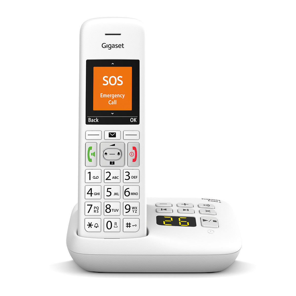 Gigaset E390A – DECT-Telefon mit Anrufbeantworter, 2" Display, Weiss