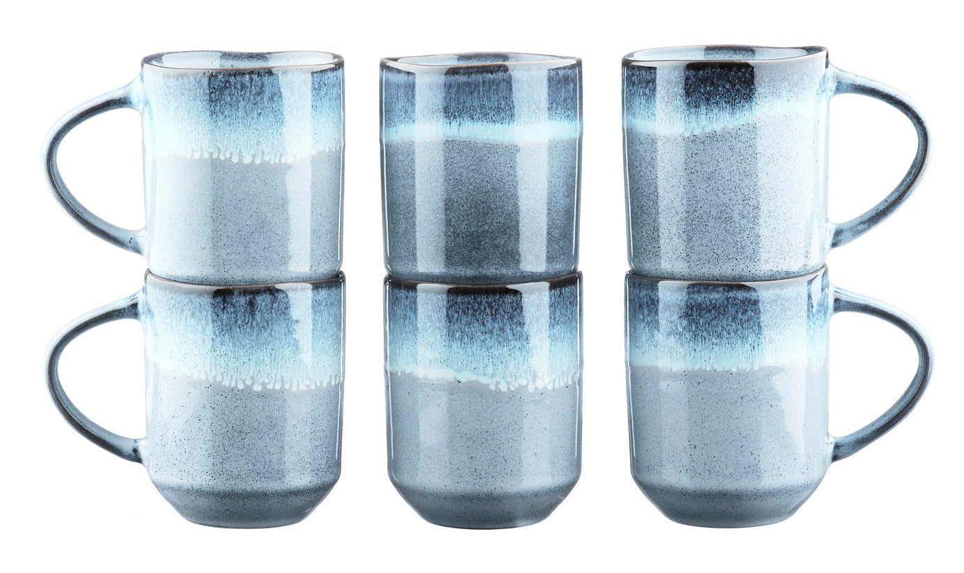 Björn GENESIS Tasse – 0,40 l, Steingut, Blau, Spülmaschinengeeignet, Mikrowellengeeignet, 6 Stück