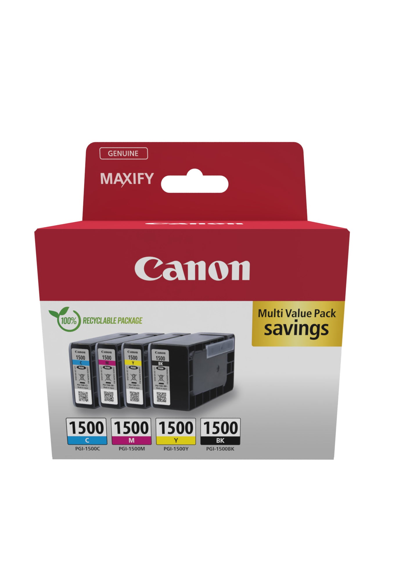Canon Tintenpatronen-Multipack PGI-1500, CMYK, 4er-Pack