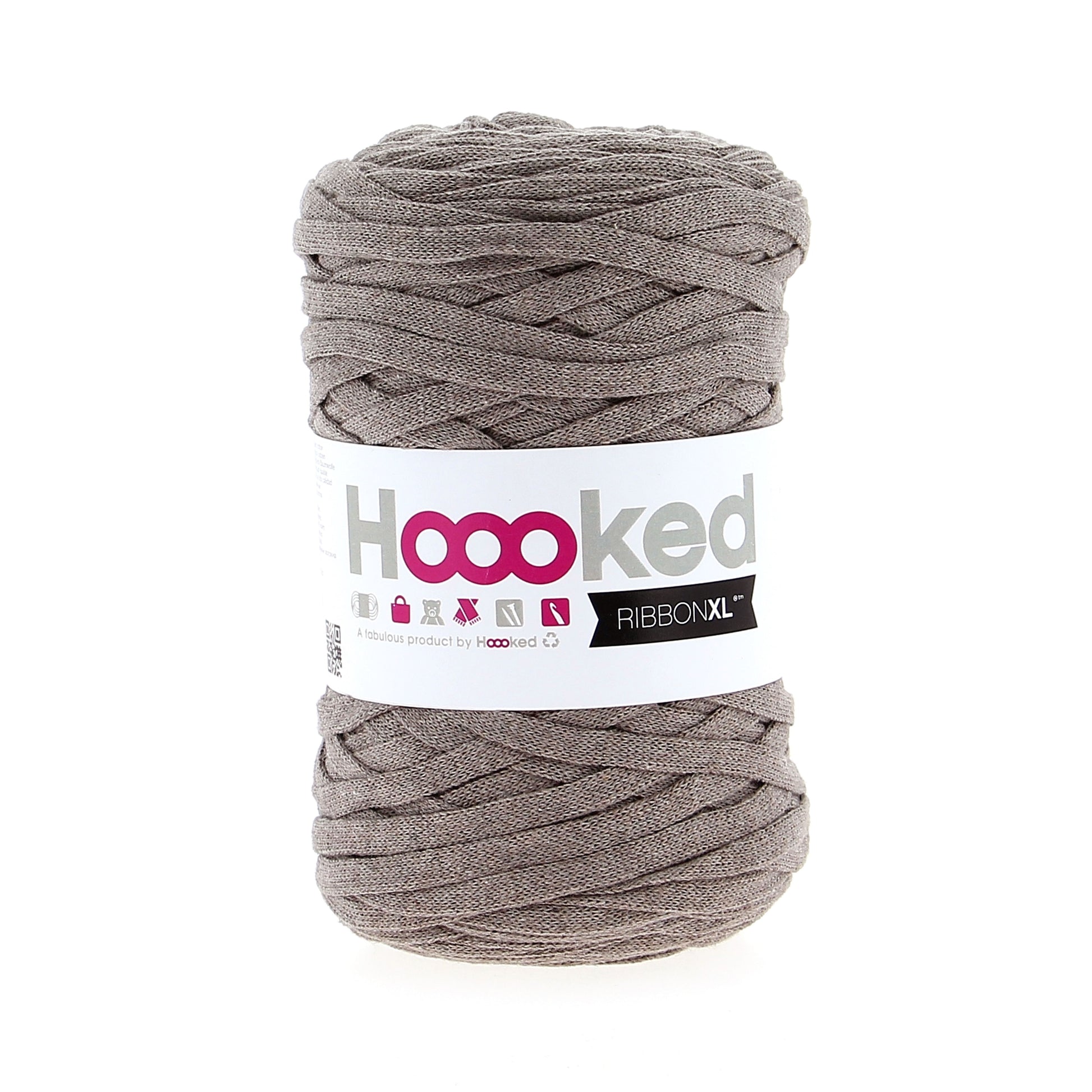 Hoooked RibbonXL Textilgarn Taubengrau – 250 g, 120 m, Baumwolle