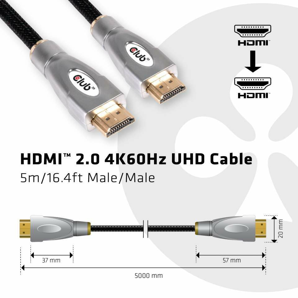 CLUB3D Club 3D HDMI Kabel HDMI 2.0 4K 60 Hz – 5 m