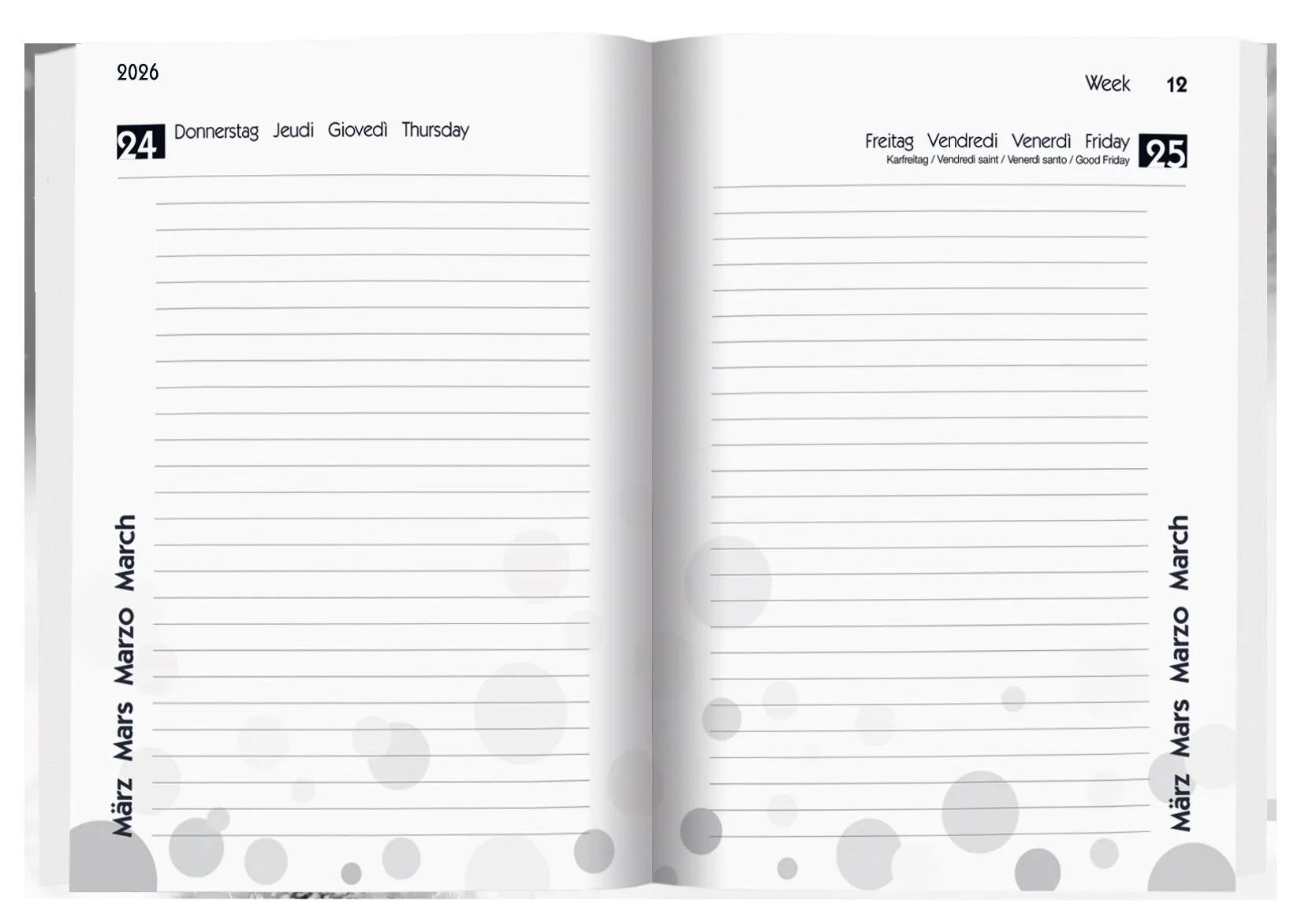 Biella mydiary Schüleragenda – 1 Tag/Seite, gebunden, 12 × 16,5 cm, Aug–Jul, Schwarz & Weiss, FSC