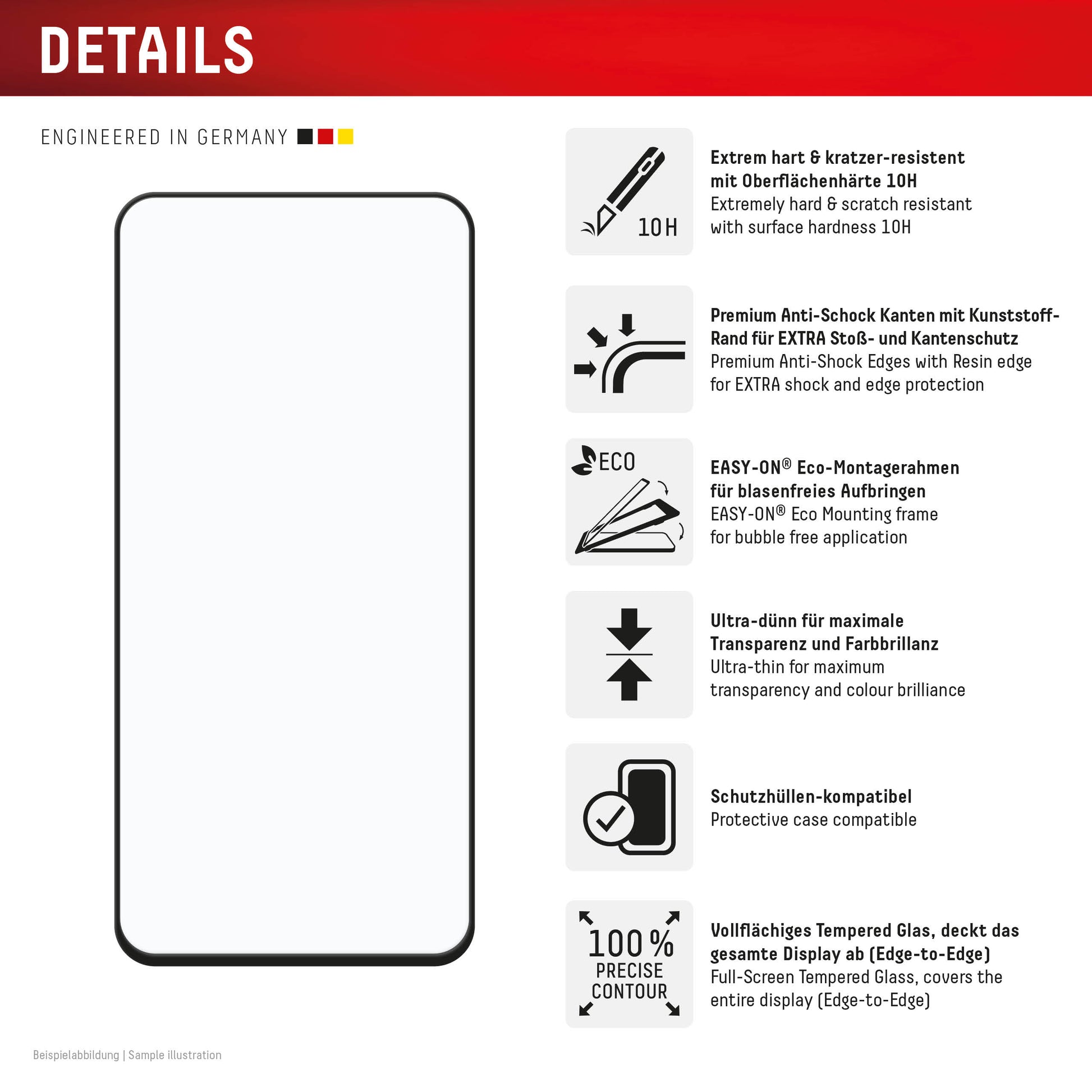 Displex Displayschutz (Panzerglas), Full Cover – für Galaxy S24 FE – mit Applikator
