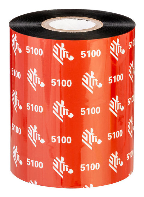 Zebra Thermotransferband – Harz (5100), 89 mm × 450 m, Kern 25 mm, Schwarz, 6er-Pack