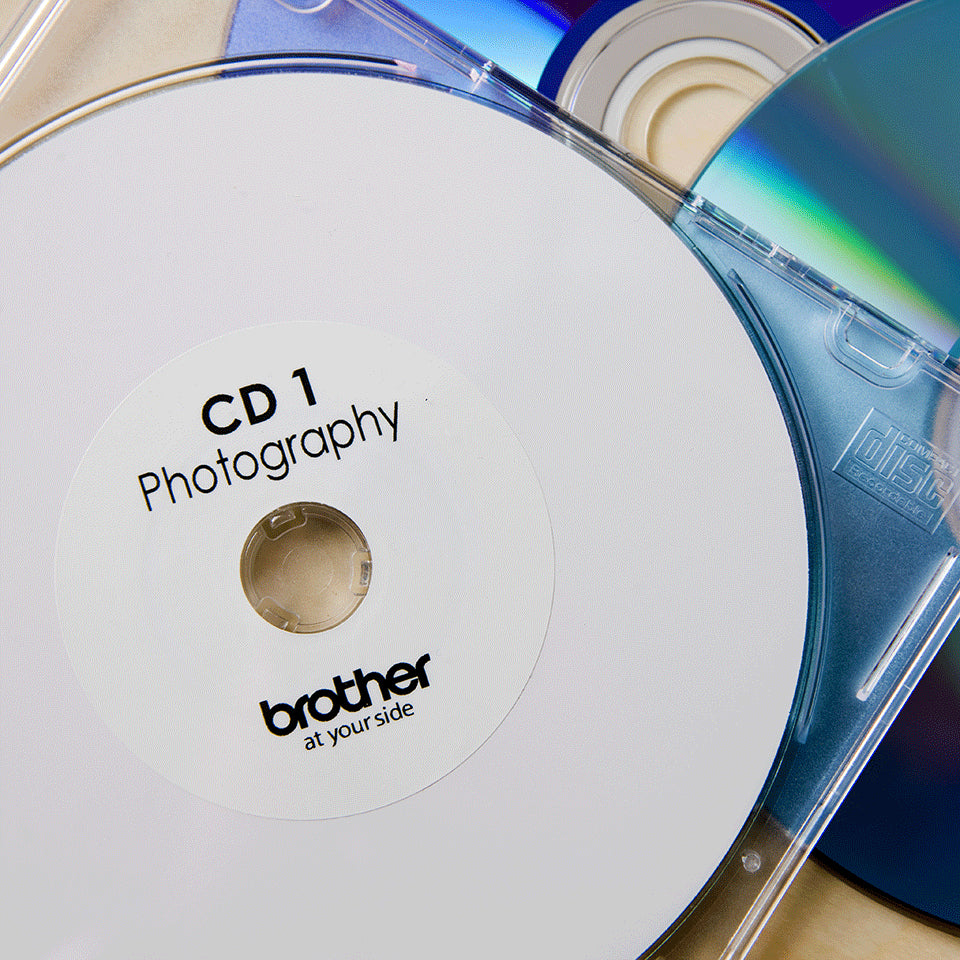 Brother CD/DVD-Etiketten, Ø 58 mm, weiss, Kunststoff, permanent, 100 Etiketten