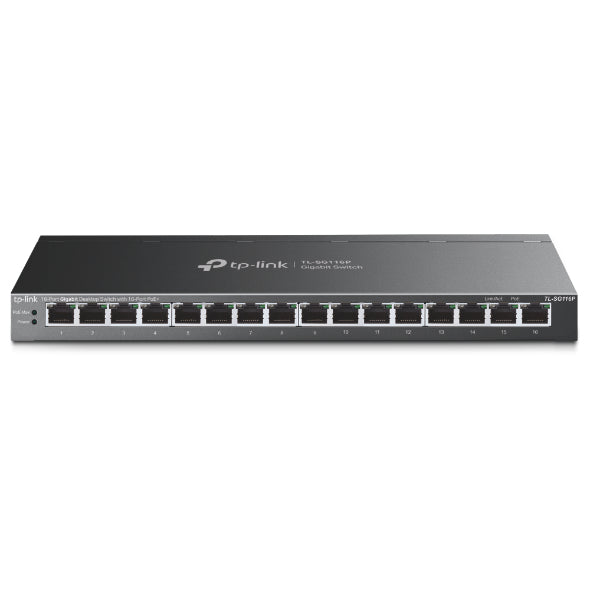 TP-Link TL-SG116P – 16-Port Gigabit Switch, Unmanaged, PoE, 16x RJ-45 (1G), 32 Gbit/s