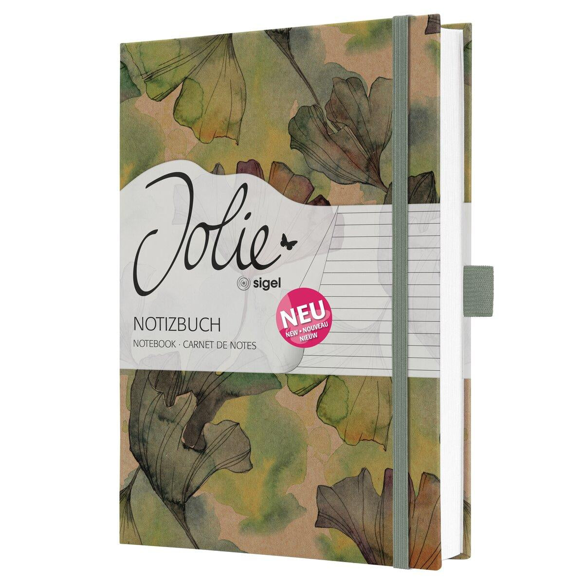 Jolie Notizbuch – A5 – 96 Blatt – 100 g/m² – Hardcover, Gummiband, Stiftschlaufe, Schwarz, Braun, FSC