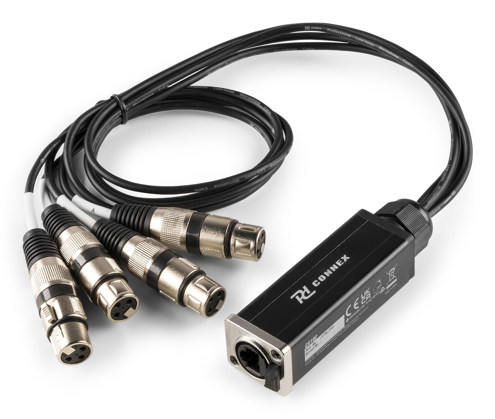 PD-Connex CX192 Adapter RJ-45 zu 4× XLR (3-pol, Buchse) – 0,7 m, DMX – Schwarz