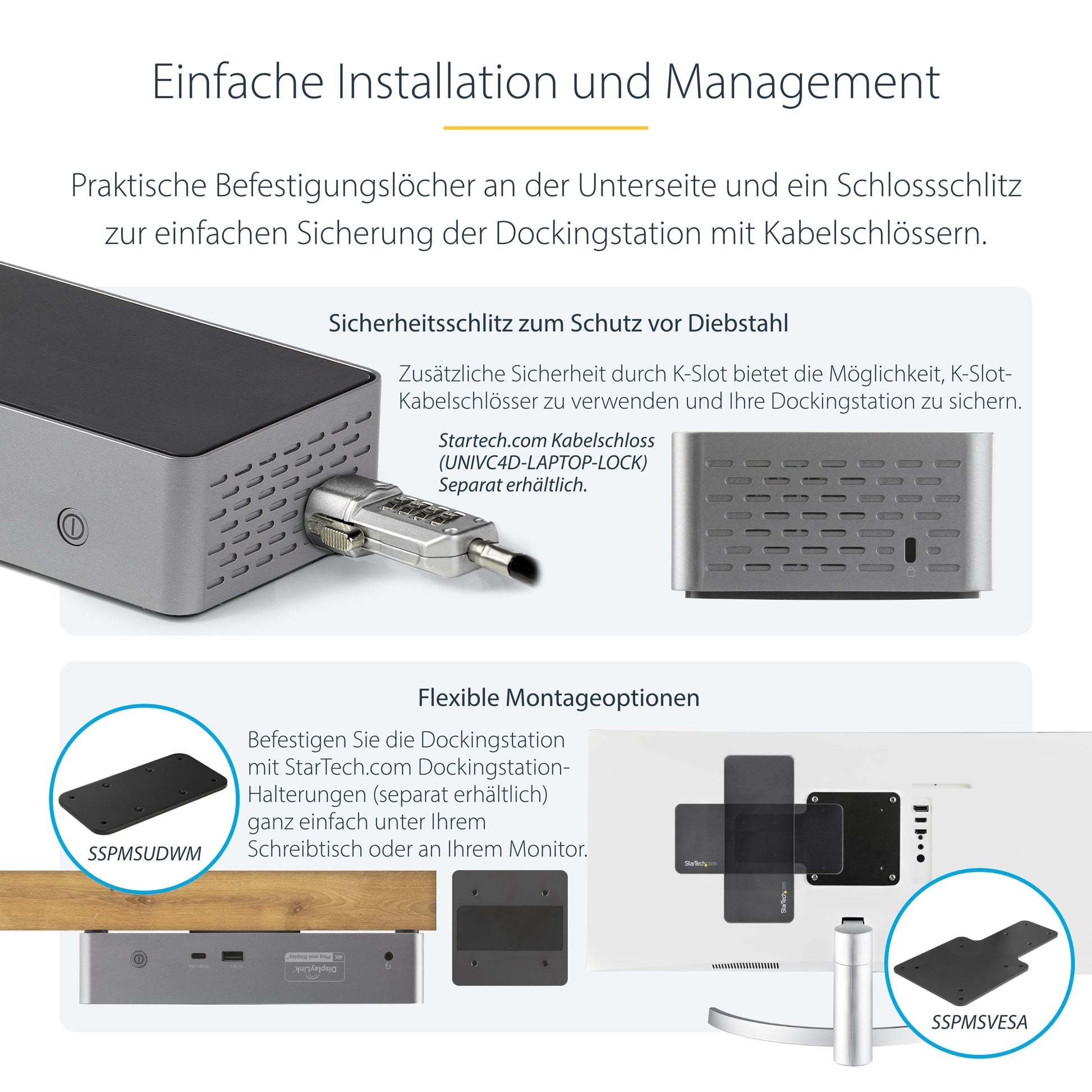 StarTech.com Dockingstation – USB-C, 4× DP, 4× HDMI, 3× USB-A, 100 W PD, GbE, 3,5 mm Audio, für Windows/Mac