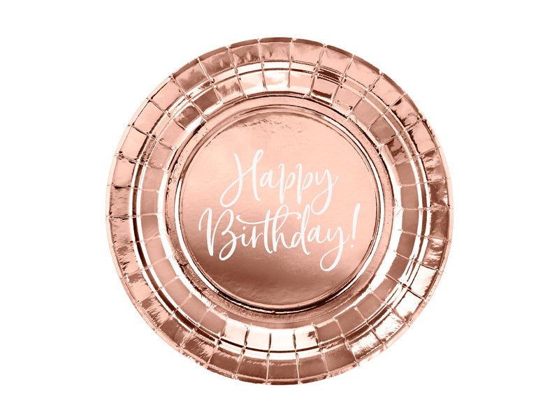 PartyDeco Teller, Papier/Karton – Ø 18 cm, Roségold – 6 Stk.