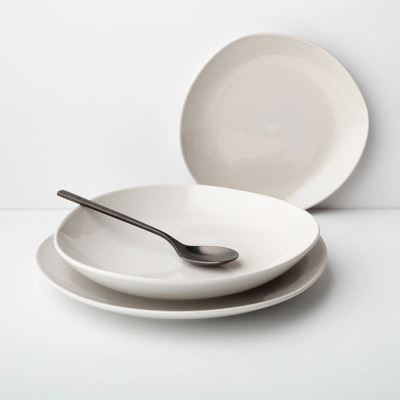 Lunasol Speise-Service Elements North Organic – Set 12-teilig, Ø 27/25/21 cm, Steingut, Beige