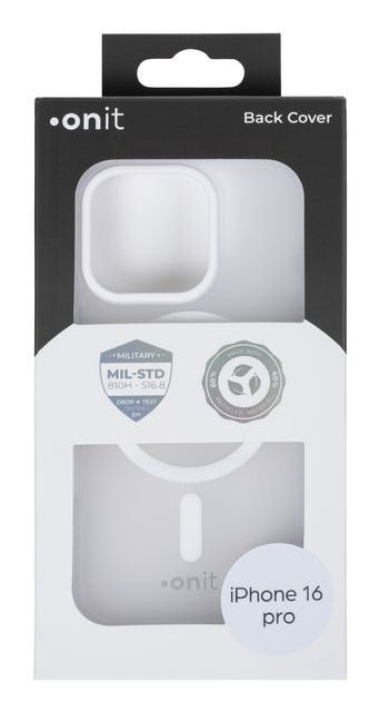 ONIT Mill.Std. Backcover – für Apple iPhone 16 Pro – MagSafe, TPU, Weiss matt, bis 3 m Sturzsicher