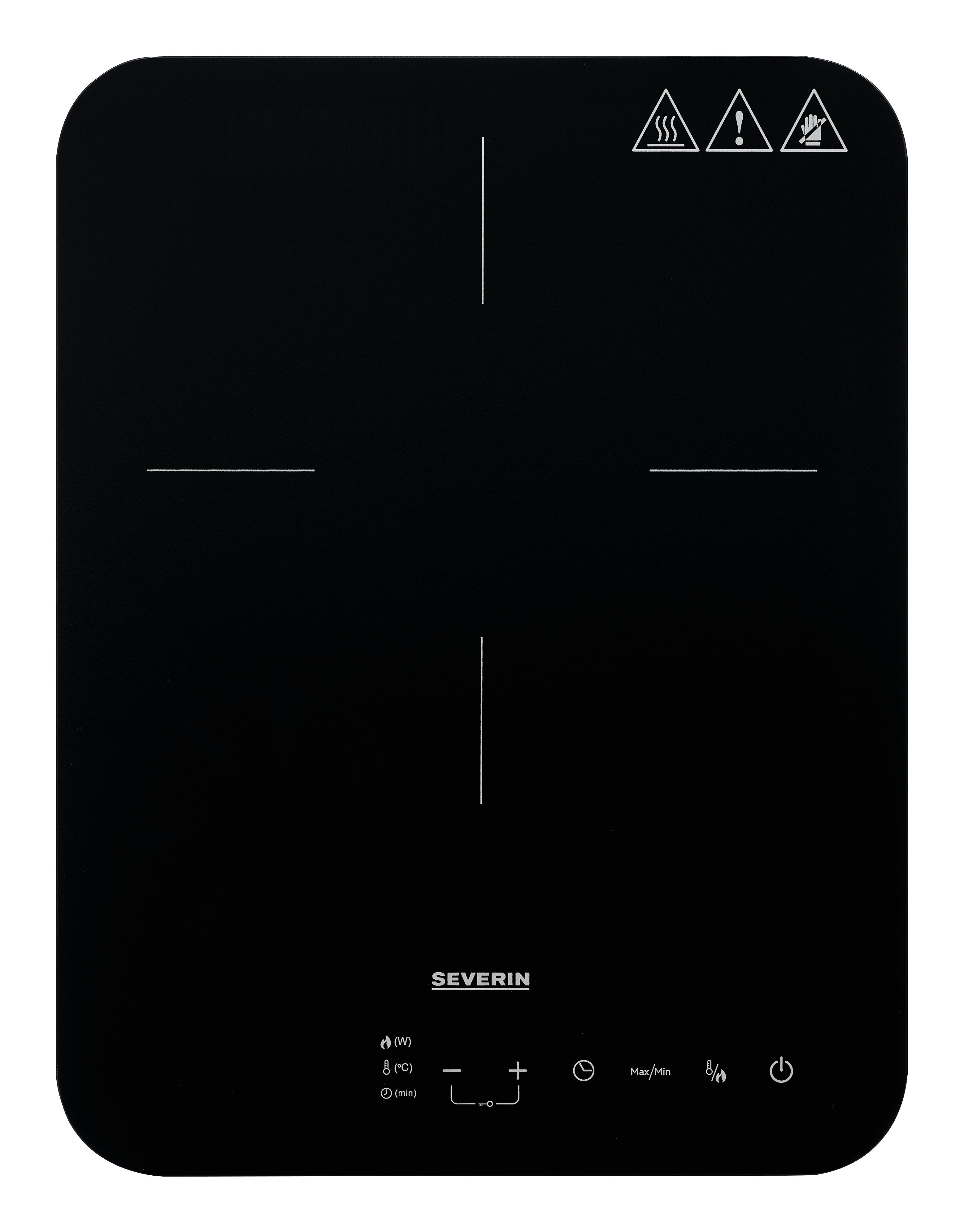 Severin Induktionskochplatte KP 1032 – 2000 W, Ø 22 cm, 60–240 °C, Glaskeramik – Schwarz/Grau