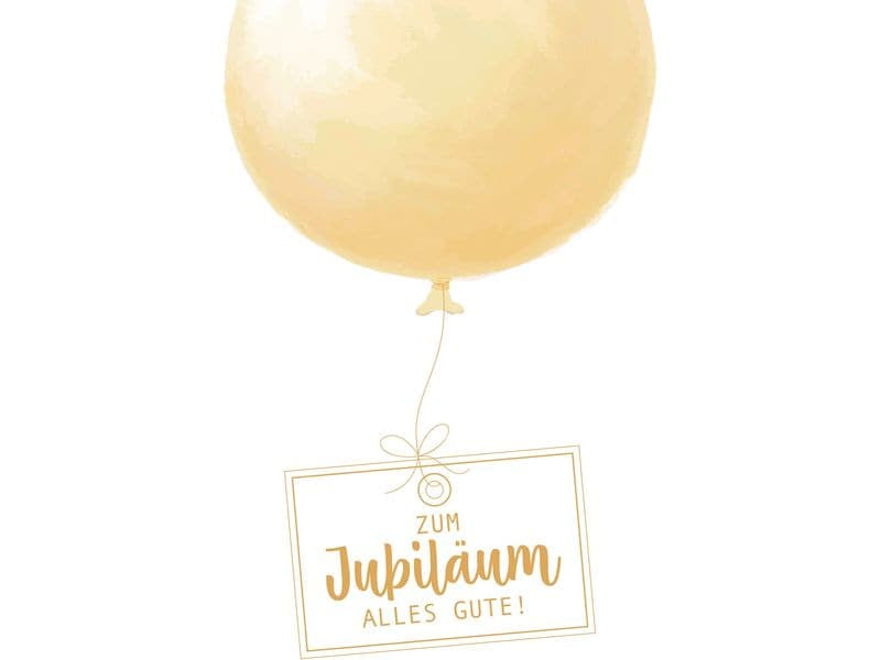 ABC Geburtstagskarte – B6, mit Couvert, Goldener Ballon, gold, weiss – 1 Stk