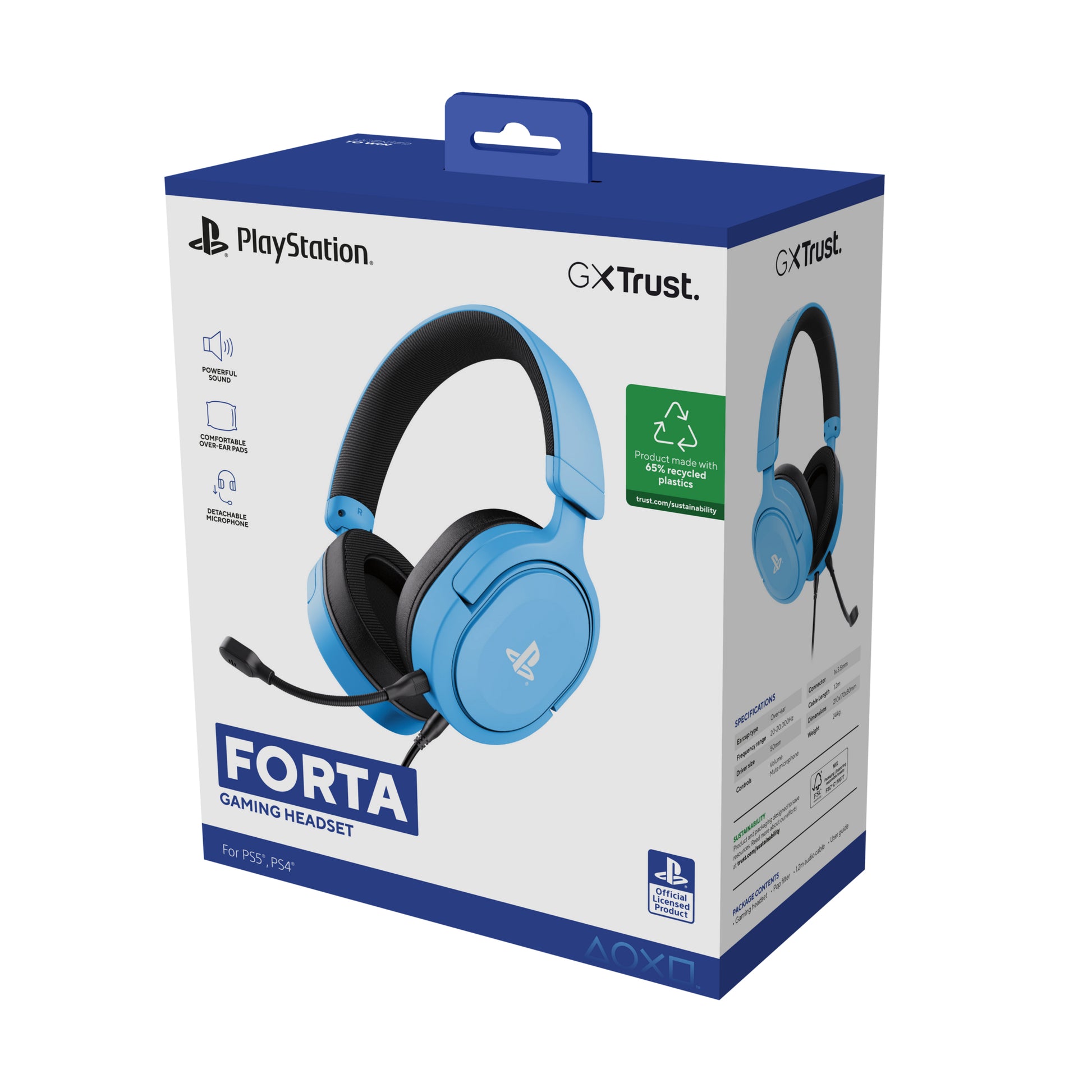 Trust GXT498B Forta Gaming-Headset – Over-Ear, Stereo, 3,5 mm Klinke, für PS5, PS4 und andere, Blau