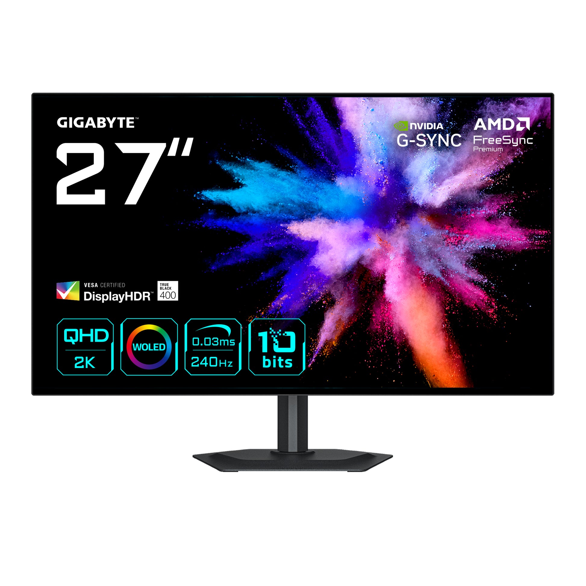 GIGABYTE GO27Q24G – 27", 2560 × 1440 (WQHD), OLED, 240 Hz, USB-C 15 W, DisplayHDR 400