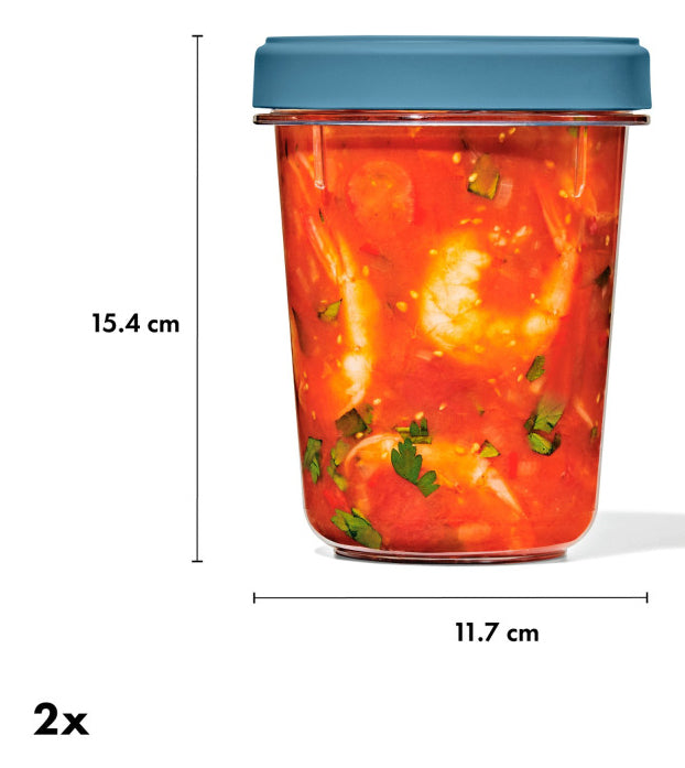 OXO Vorratsdose 900 ml, Ø 11,7 × 15,7 cm, Kunststoff, transparent/blau, 2 Stk.