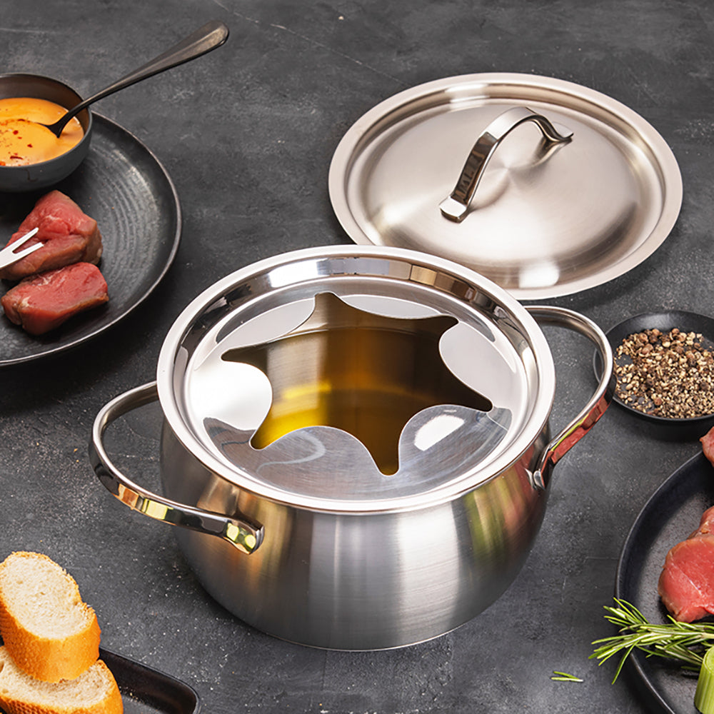 Kisag Caquelon Verbier – Ø 16 cm, Edelstahl, für Weinfondue, Glaskeramik, 6 Personen
