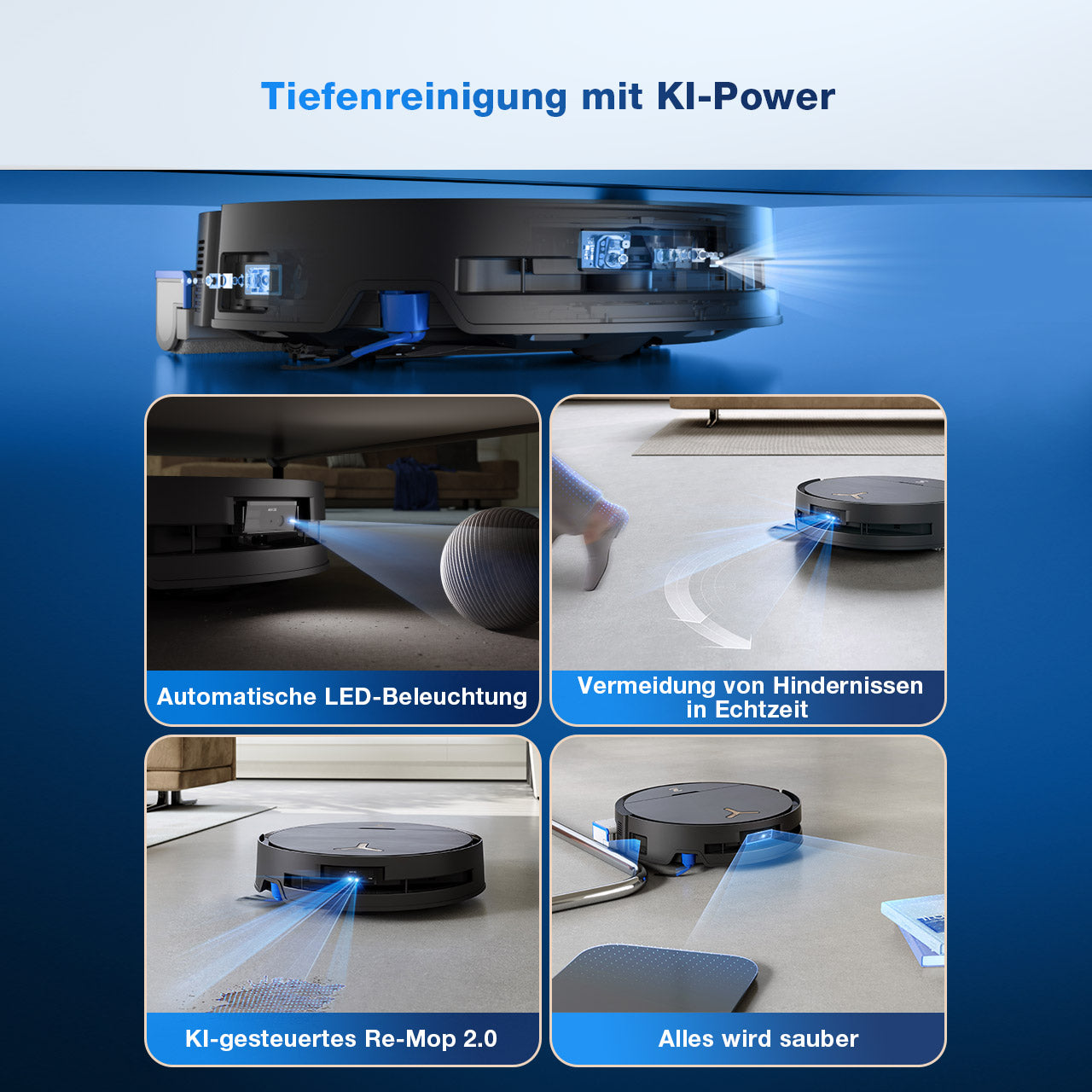Ecovacs Roboterstaubsauger X9 PRO OMNI – Max. Laufzeit 74 min, 4 l, Akkubetrieb, 35,2 × 35,3 × 9,8 cm