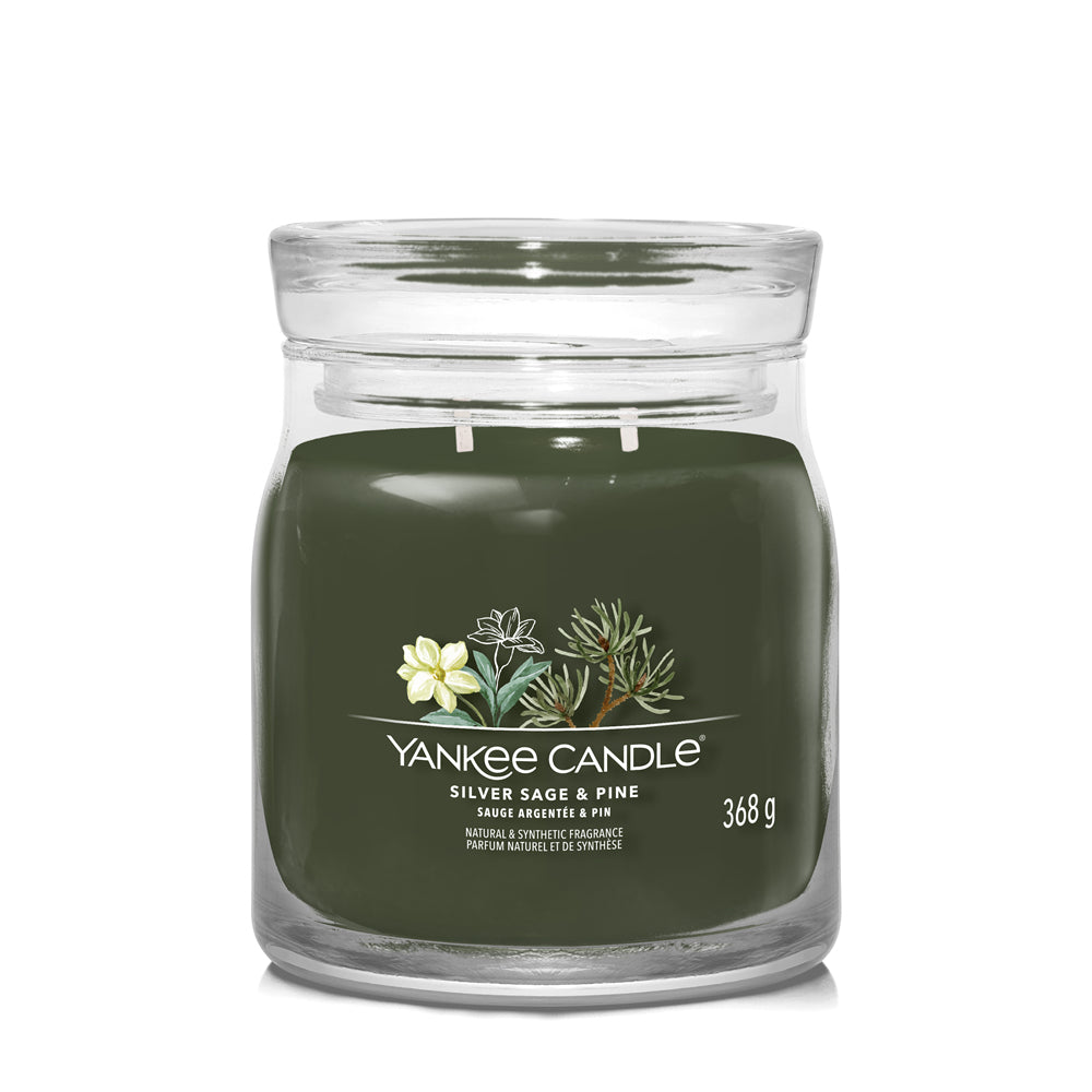 Yankee Candle Silver Sage & Pine – Duftkerze, Medium Jar
