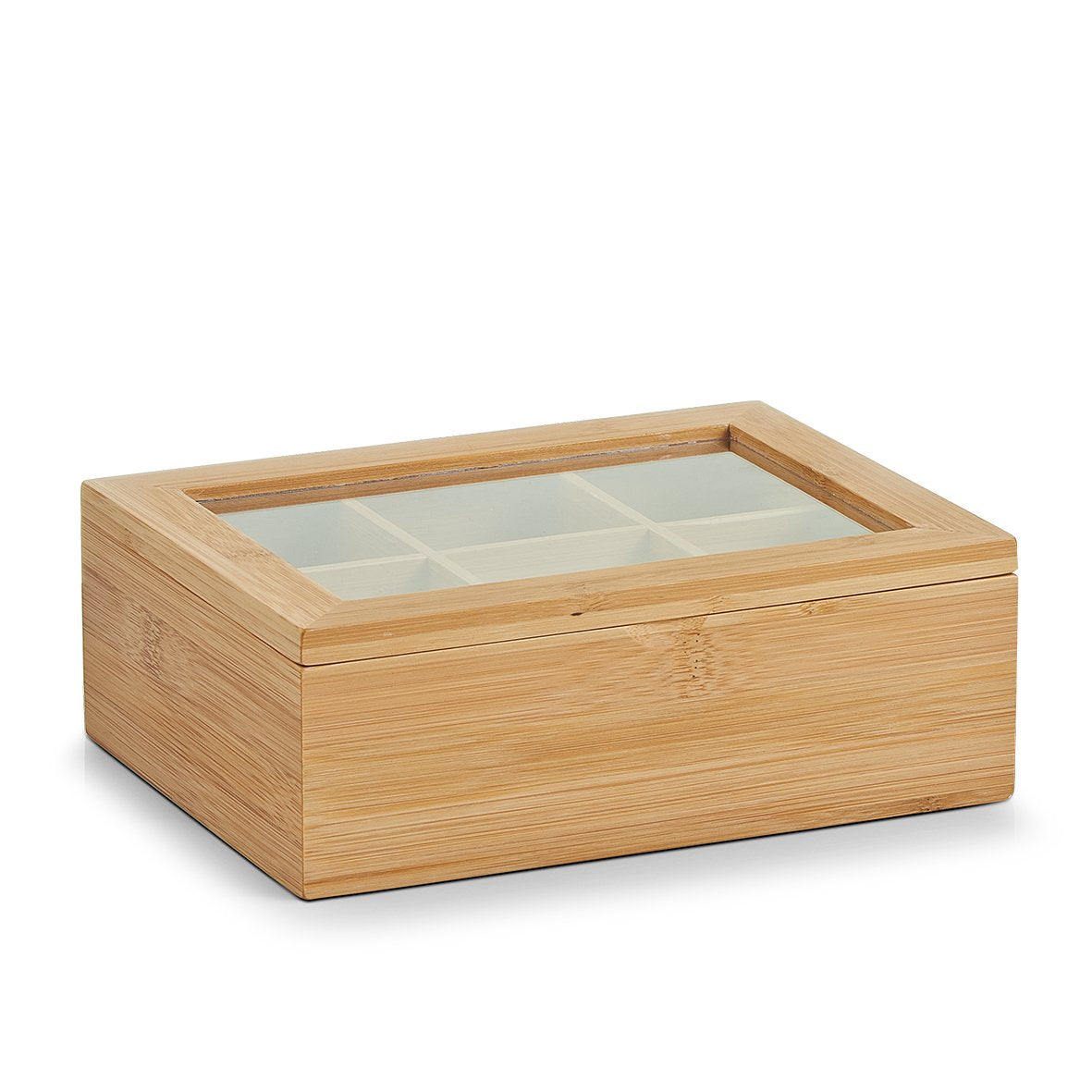 Zeller Present Teebeutelbox Bambus/Acryl, 6 Fächer, 16 × 22 × 7,5 cm