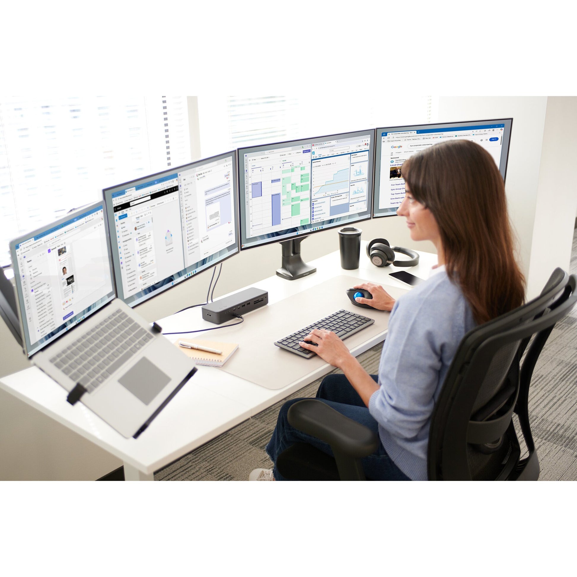 Kensington One Touch SmartFit – Monitorarm, 2 Monitore, Tischklemme, bis 34", VESA 75 × 75/100 × 100 mm, 9 kg