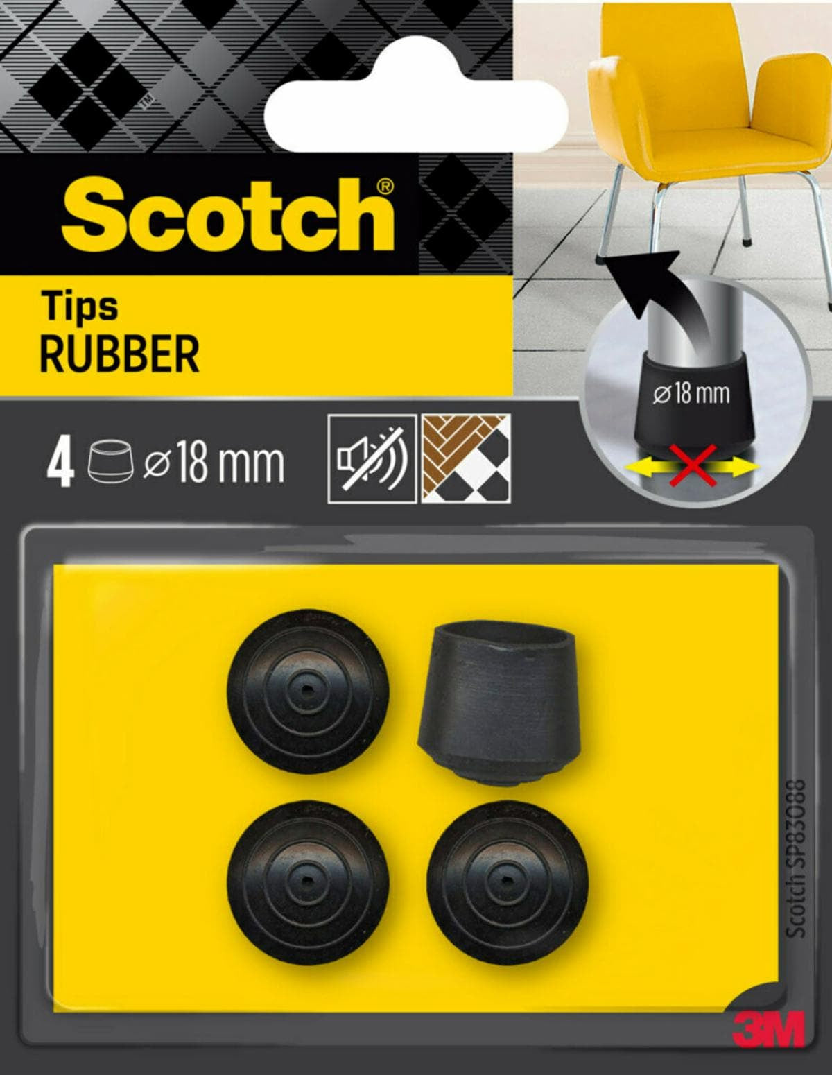 3M Stuhlbeingleiter Ø 18 mm – rund – schwarz – 4 Stück