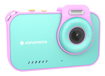 AgfaPhoto Rkcw2Bl Digitalkamera – Unterwasserkamera, wasserdicht bis 3 m, 12 MP, 2,7K, Blau, Pink
