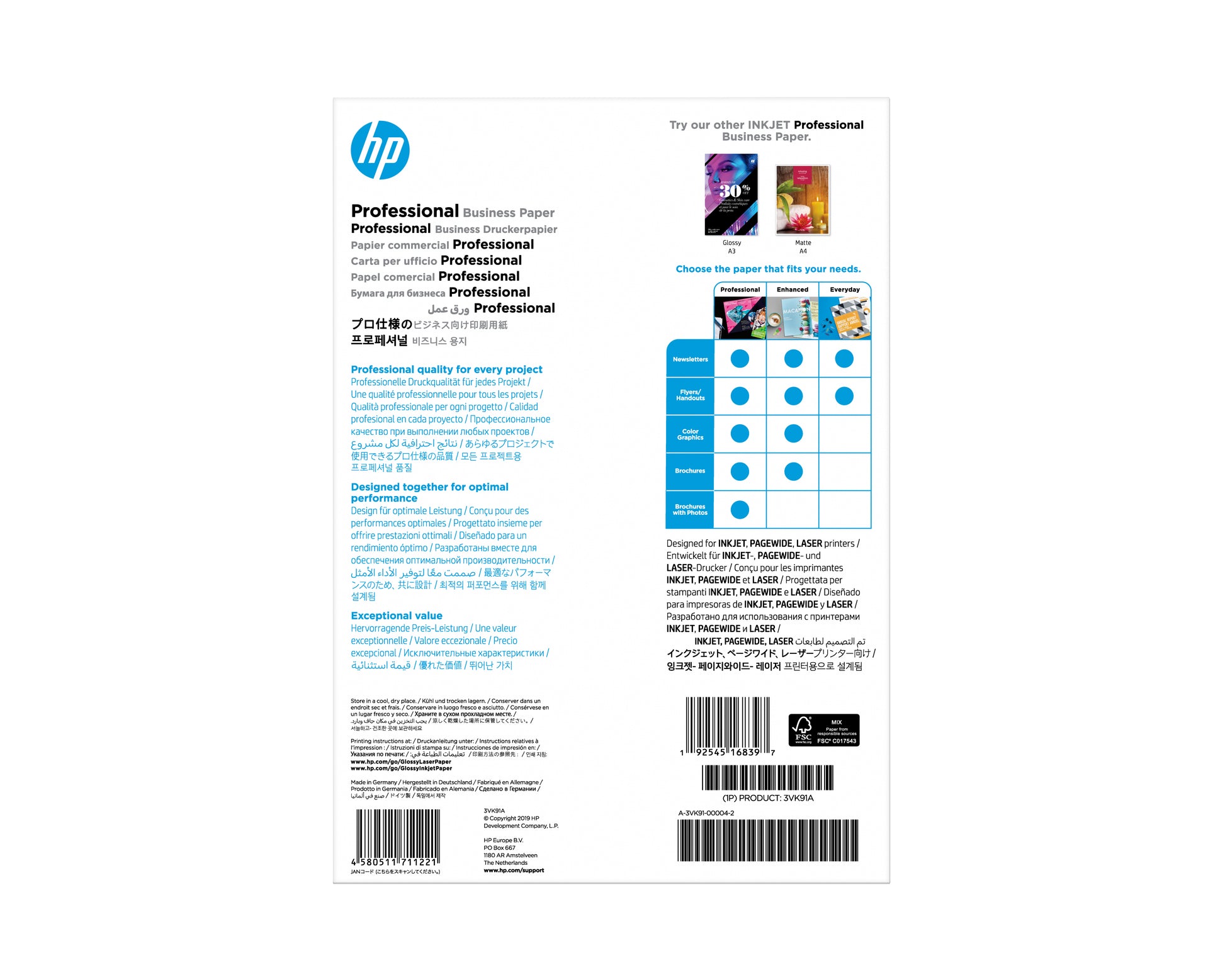 HP Designpapier – A4, 180 g/m², 150 Blatt