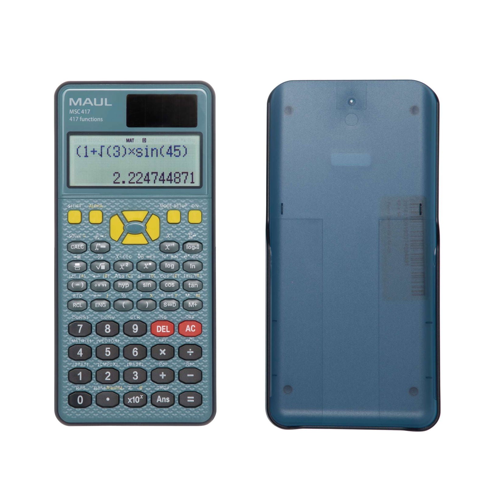 MAUL Wissenschaftlicher Taschenrechner MSC 417 – 12-stellig – Solar/Batterie – Schwarz