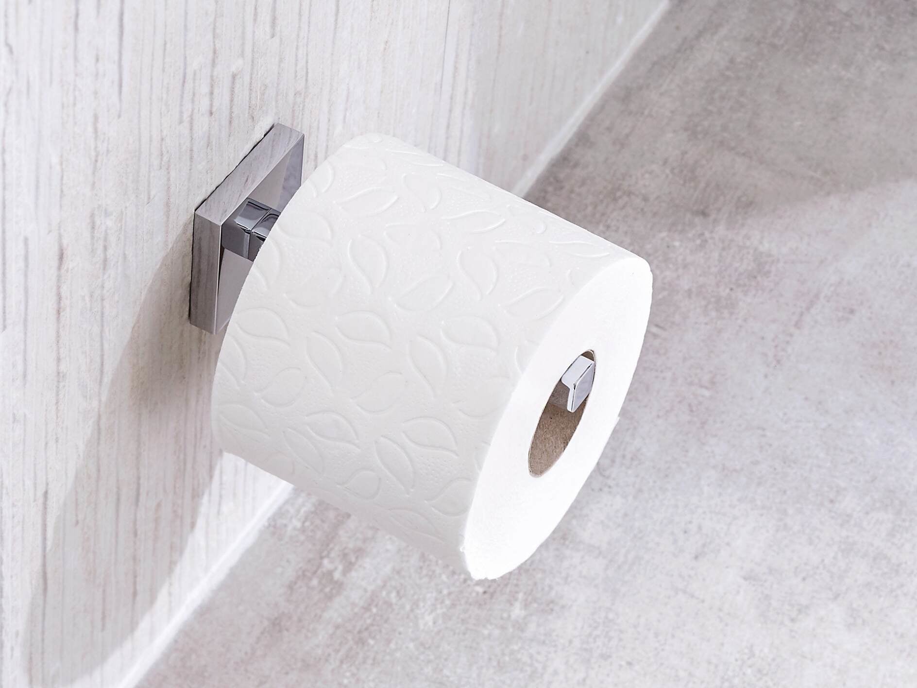 TESA Toilettenpapierhalter – Chrom, selbstklebend, 13,2 × 5 × 5 cm