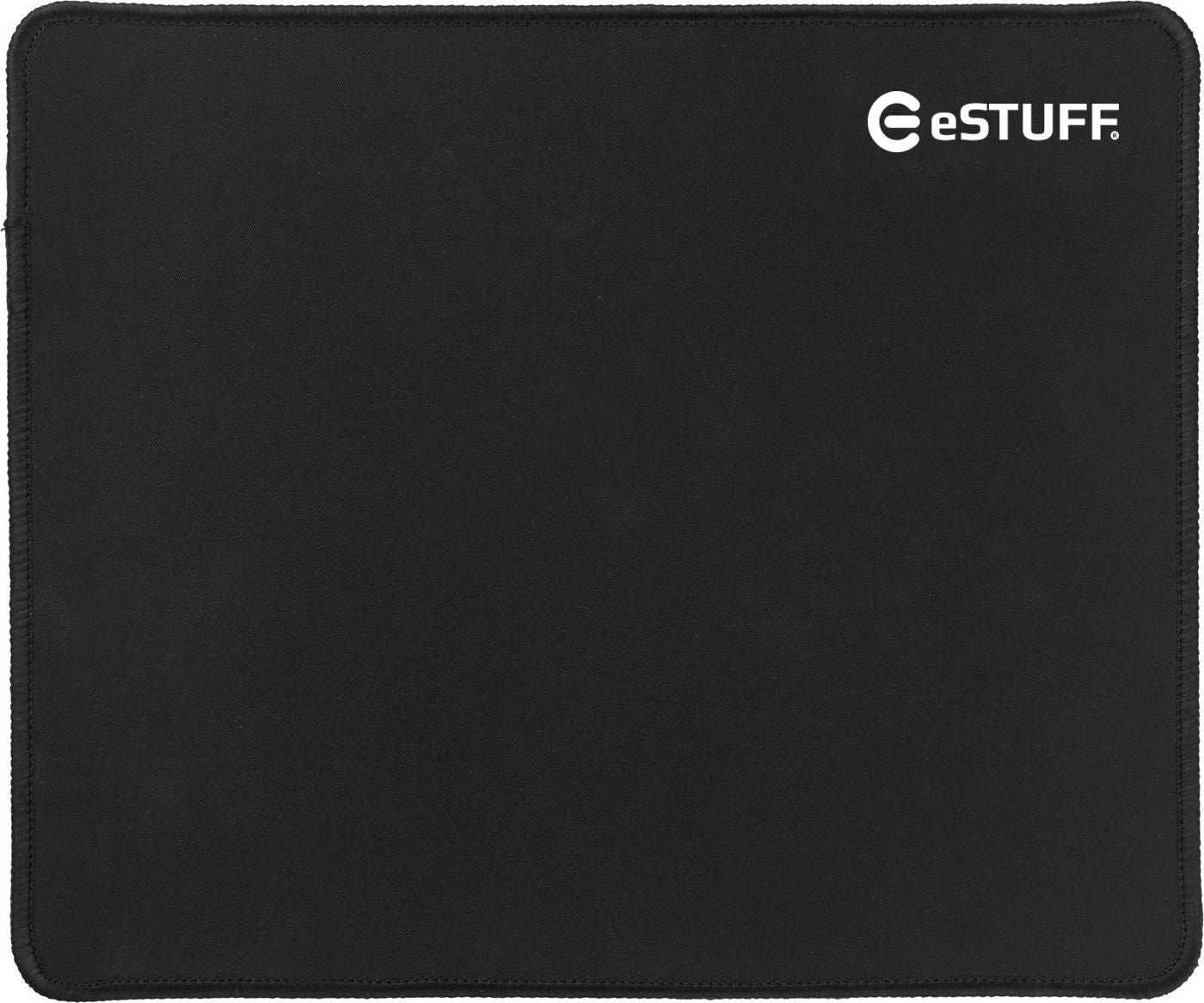 eSTUFF Mauspad – 62 × 116,5 mm, Stoff, Schwarz, gestickte Kanten, Anti-Rutsch-Basis