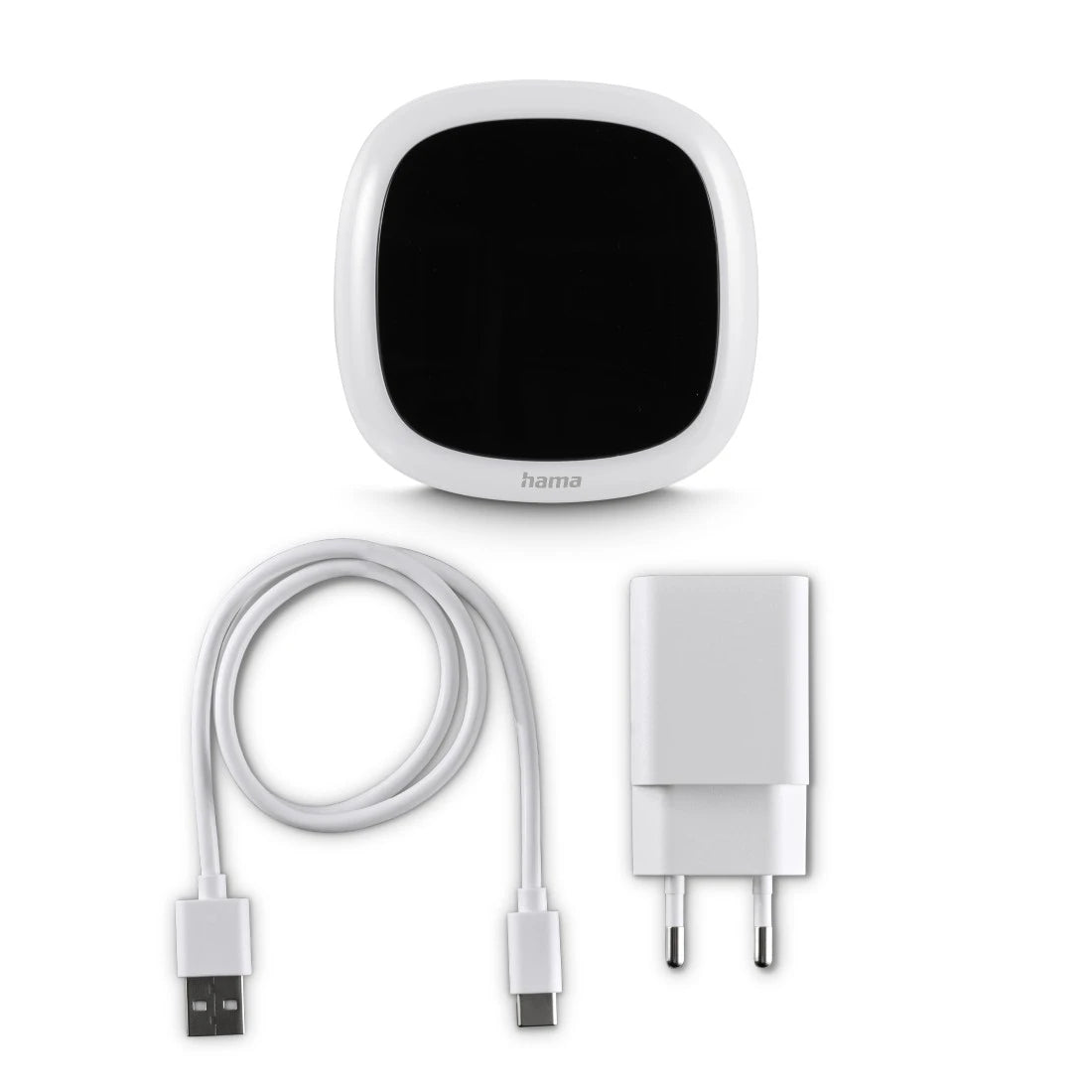 Hama Digitaler Wecker – Nachtlicht, Schlummerfunktion, Thermometer, USB, 8,5 × 8,5 × 5,5 cm, Weiss