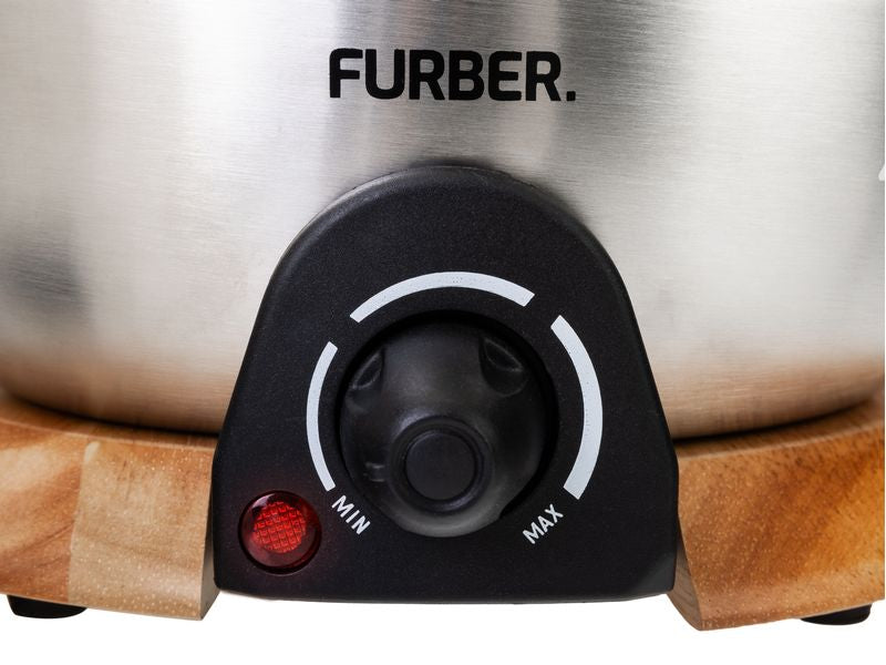 Furber. Furber Fondue-Set – Edelstahl, 1,8 l, 8 Personen, elektrisch – schwarz/silber