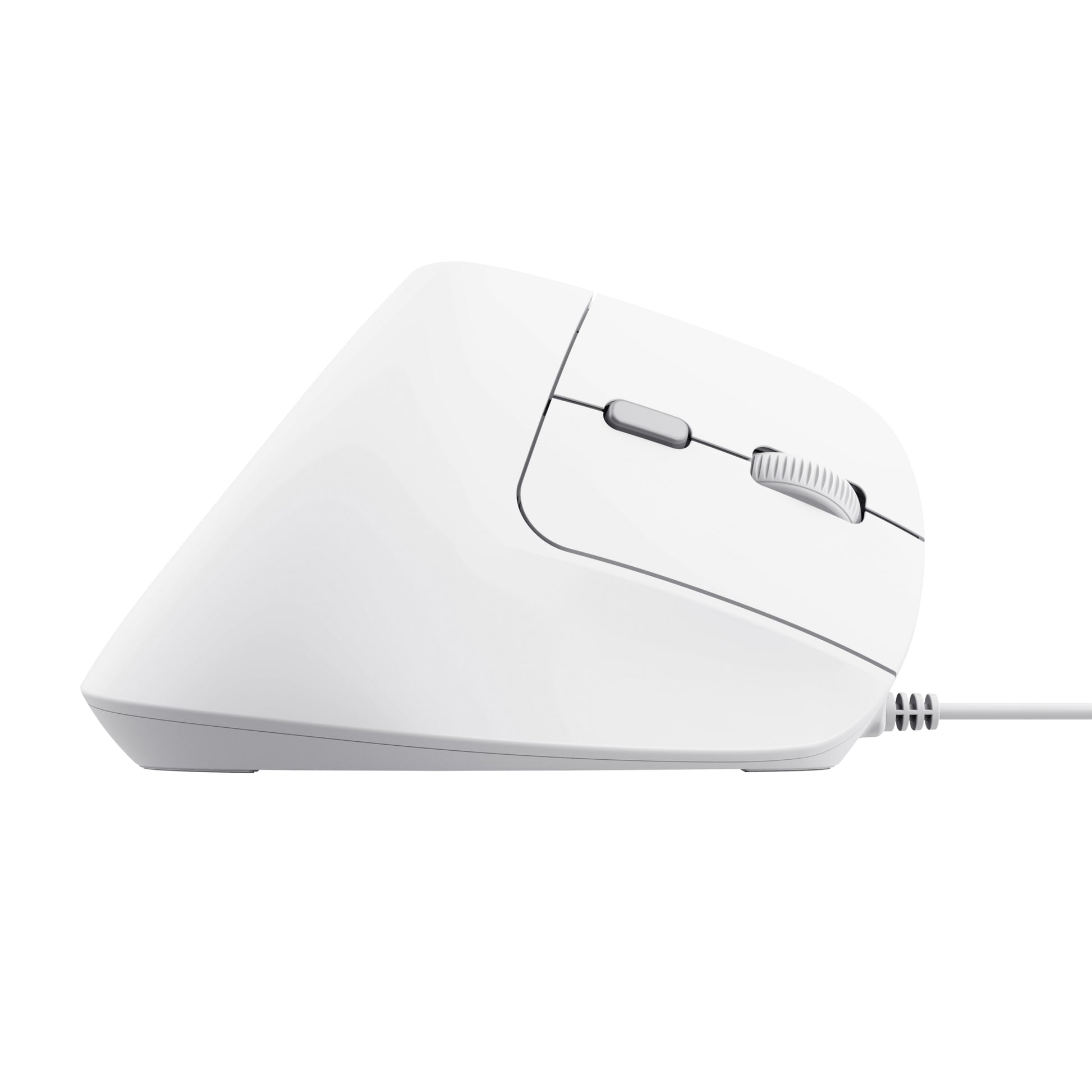Trust Bayo II Ergonomische Maus – kabelgebunden, für Rechtshänder, Daumentaste, aus recyceltem Material, weiss