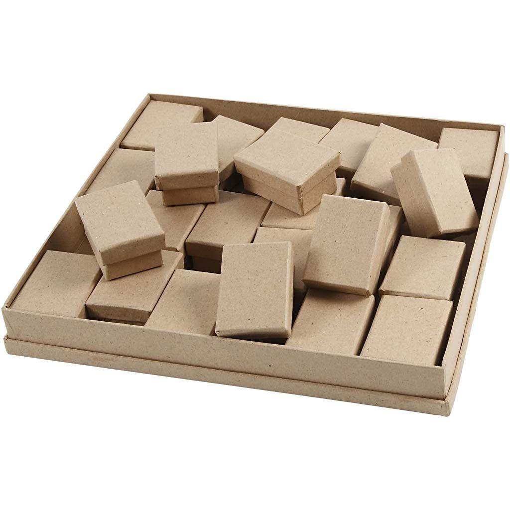 Creativ Company Aufbewahrungsbox – 70 × 50 × 35 mm, Papier, mit Deckel, natur – 24 Stk.