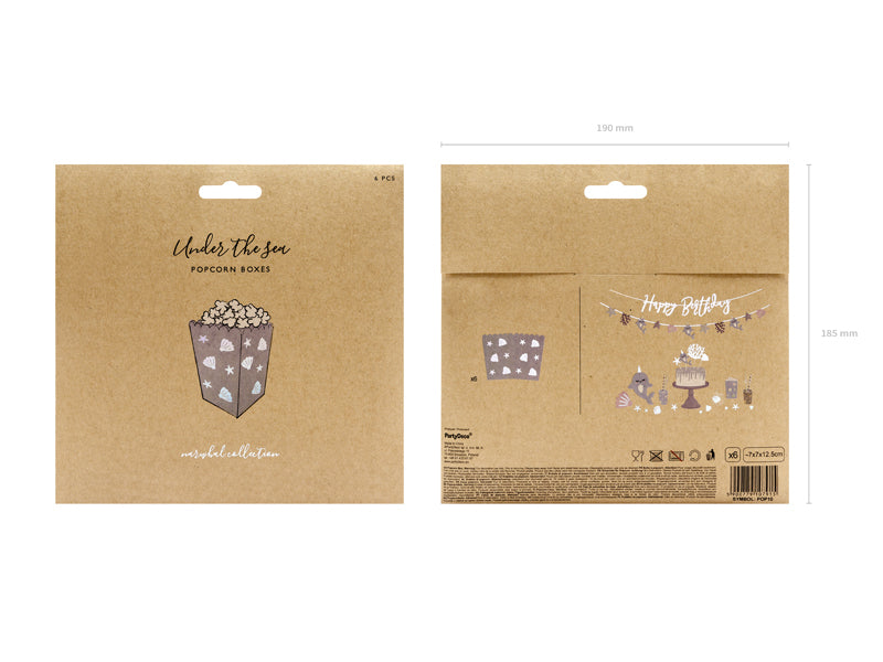 PartyDeco Take-away-Box Narwal, Papier/Karton – 70 × 70 × 125 mm, Blau – 6 Stk.